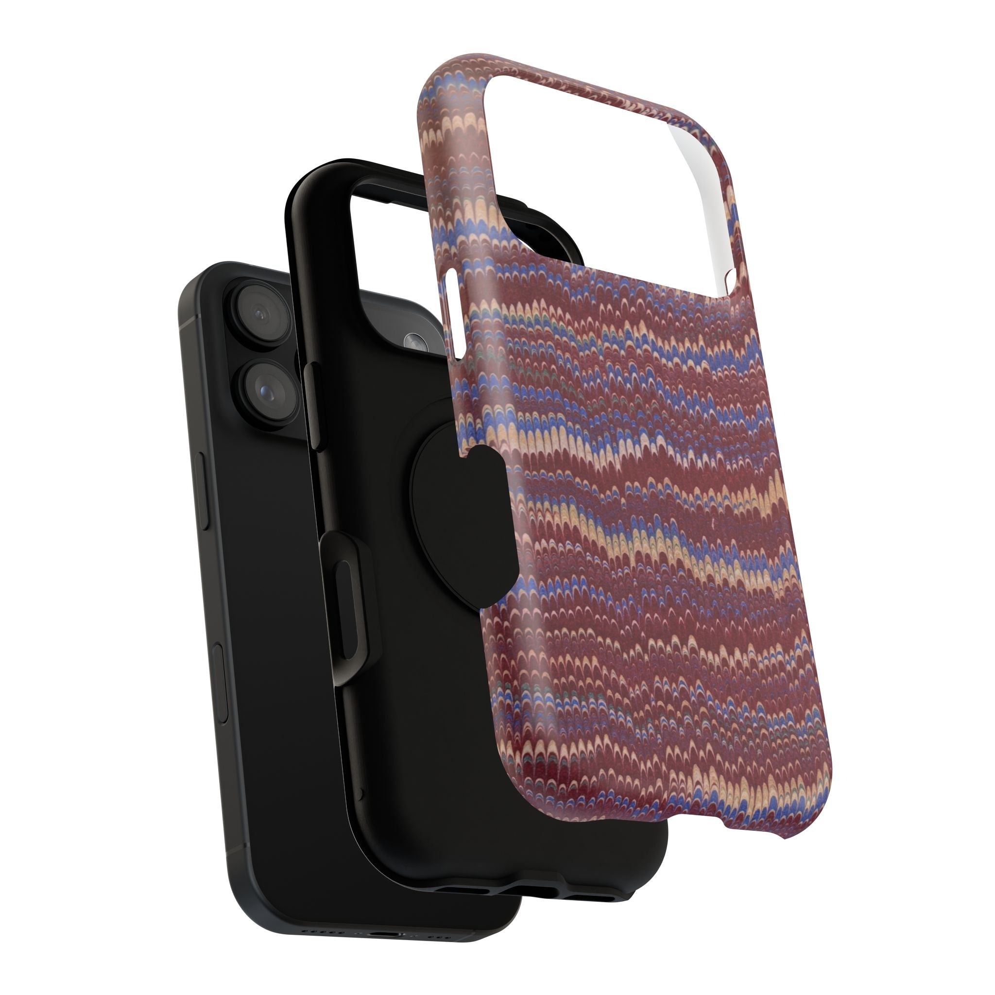 Burgundy and Blue Hues Italian Vintage Marble Design Phone Case for Apple + Samsung