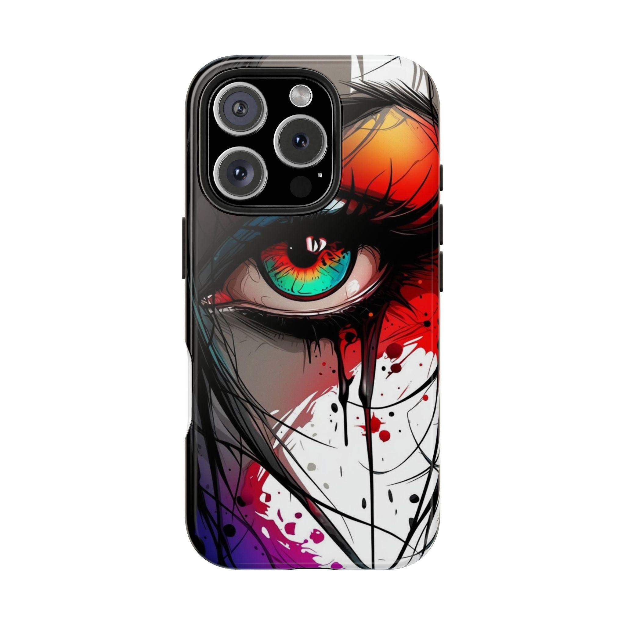 Girl Colorful Eye Painted Printed Tough Phone Case for iPhone & Samsung Galaxy - Artistic & Vibrant Design