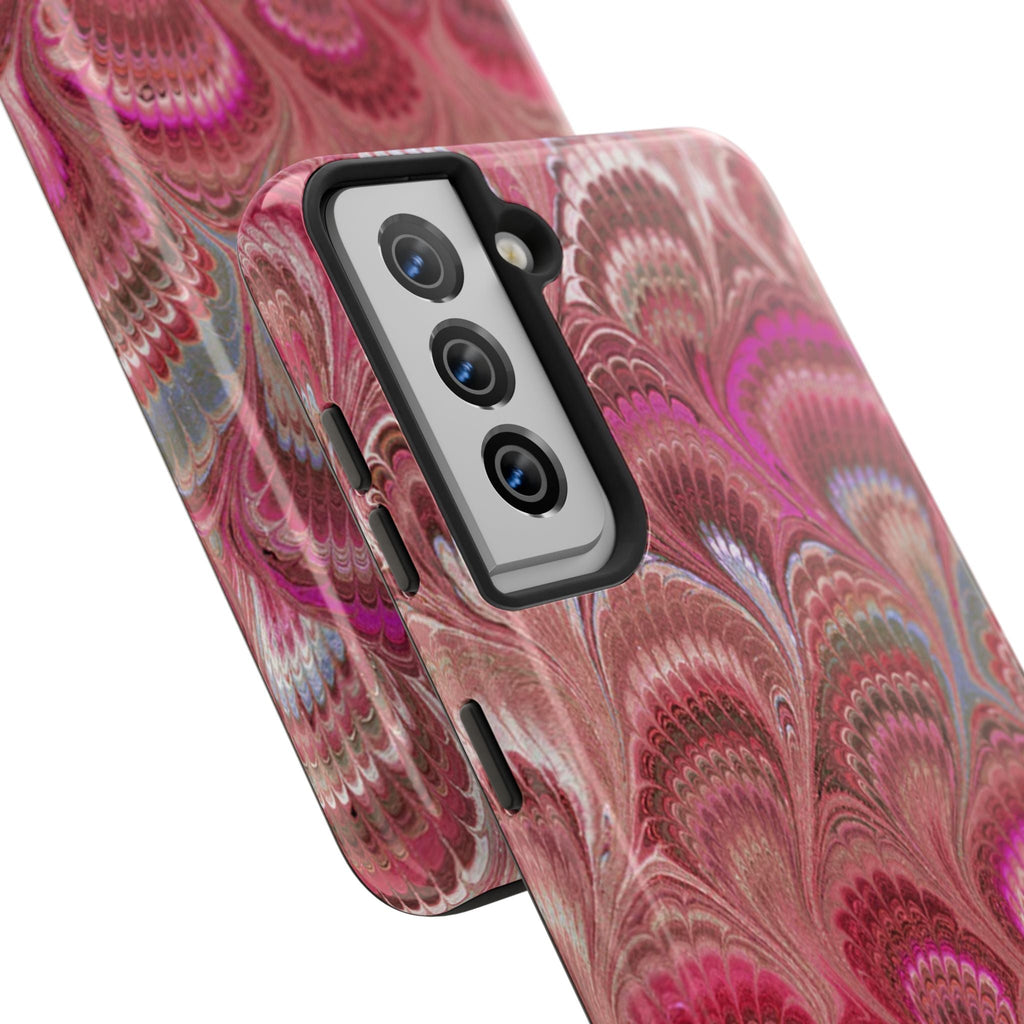 Pink Peacock Marble Italian Tough Phone Case — Durable Marbled Phone Case