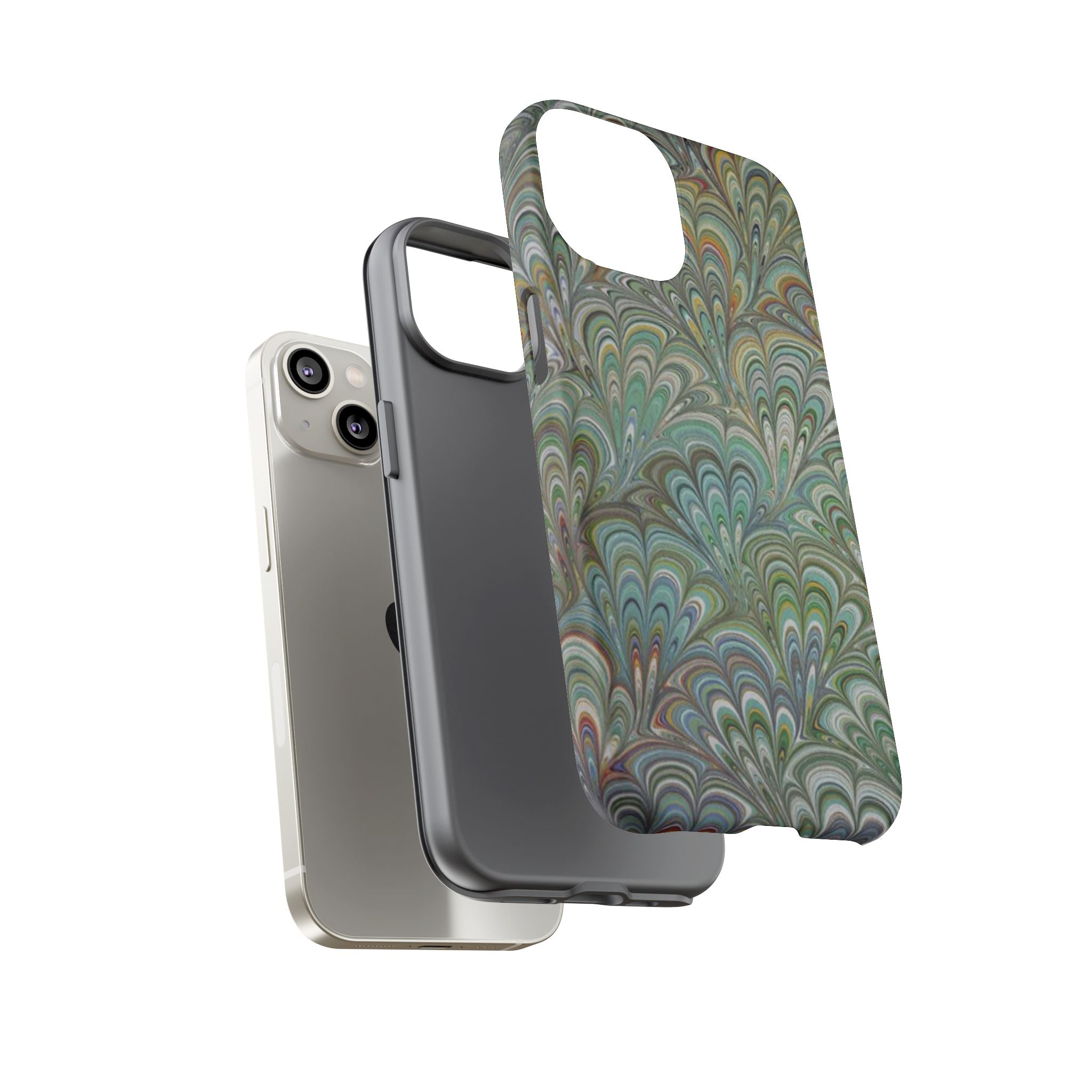 Green Peacock Marbled Phone Case — "Tough Cases" Ultra-Tough Protective Cover