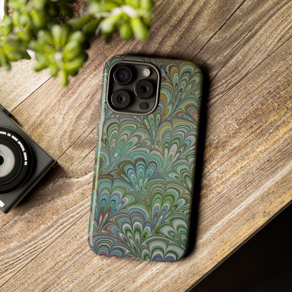 Green Peacock Marbled Phone Case — "Tough Cases" Ultra-Tough Protective Cover
