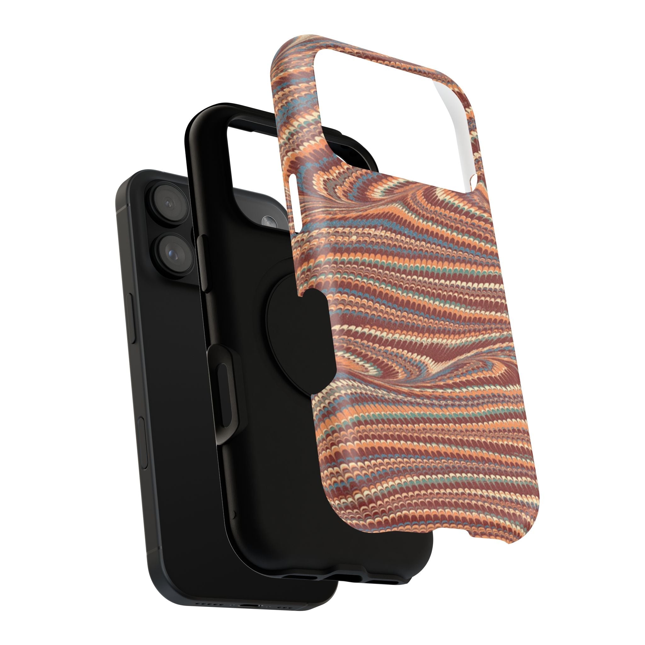 Neutrals Burgundy, Beige, Rust Hues Italian Vintage Marble Design Phone Case for Apple + Samsung