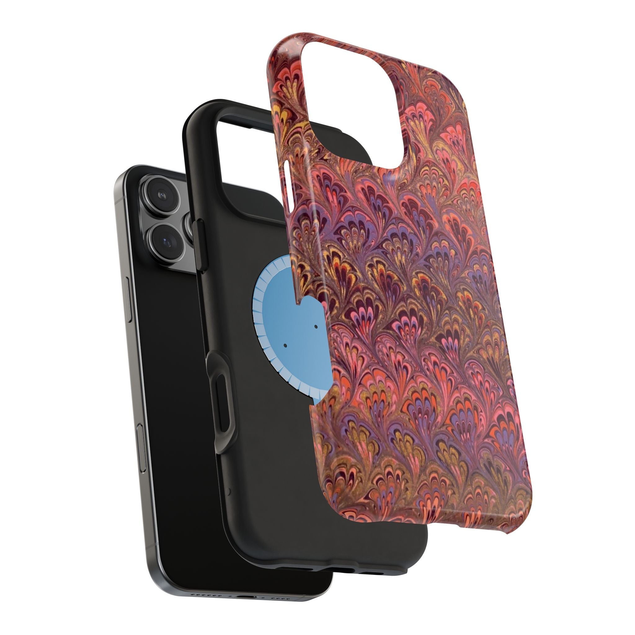 MagSafe Marble iPhone Case — Red, Burgundy, Lavender & Gold Impact-Resistant