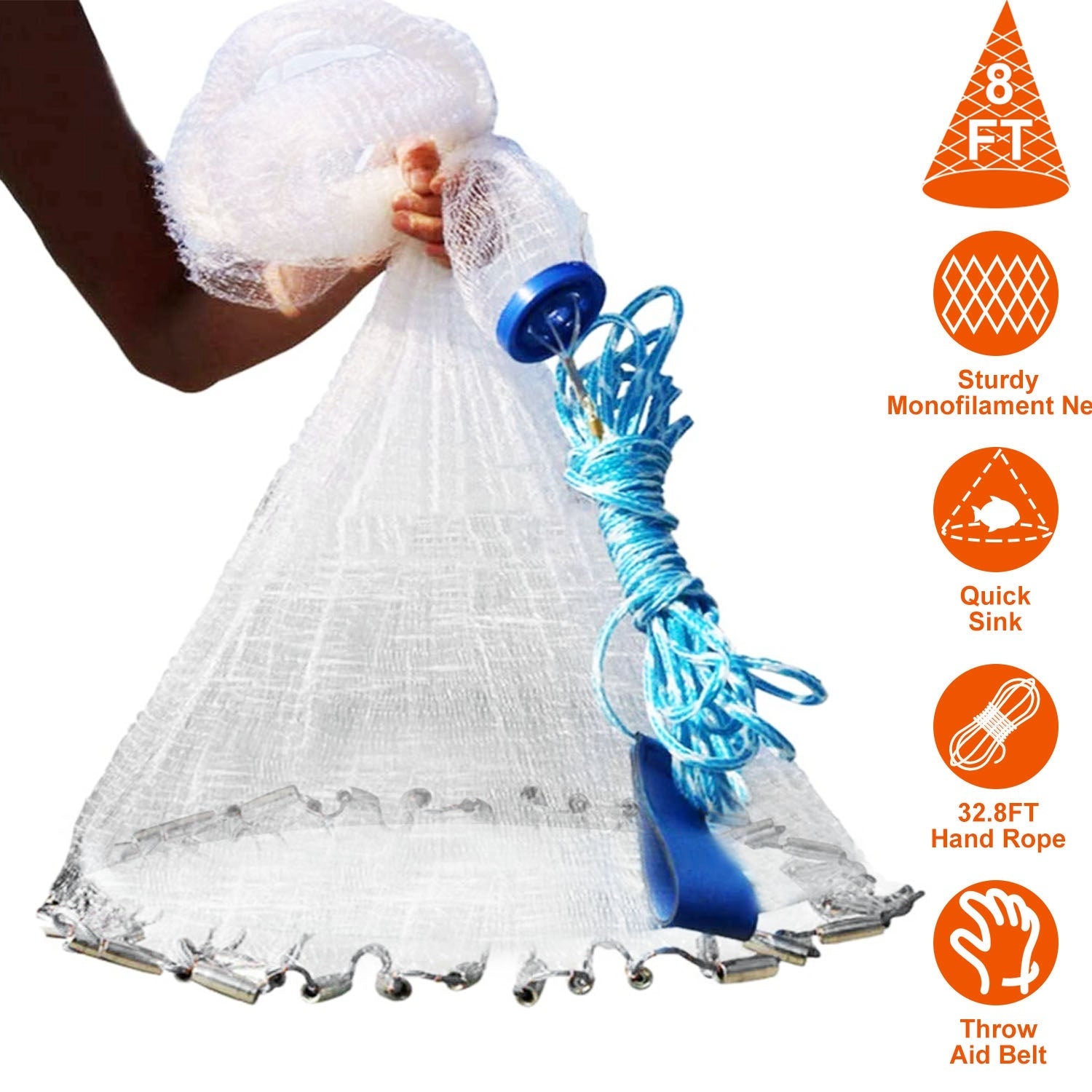 GBruno 8ft Radius Fishing Cast Net