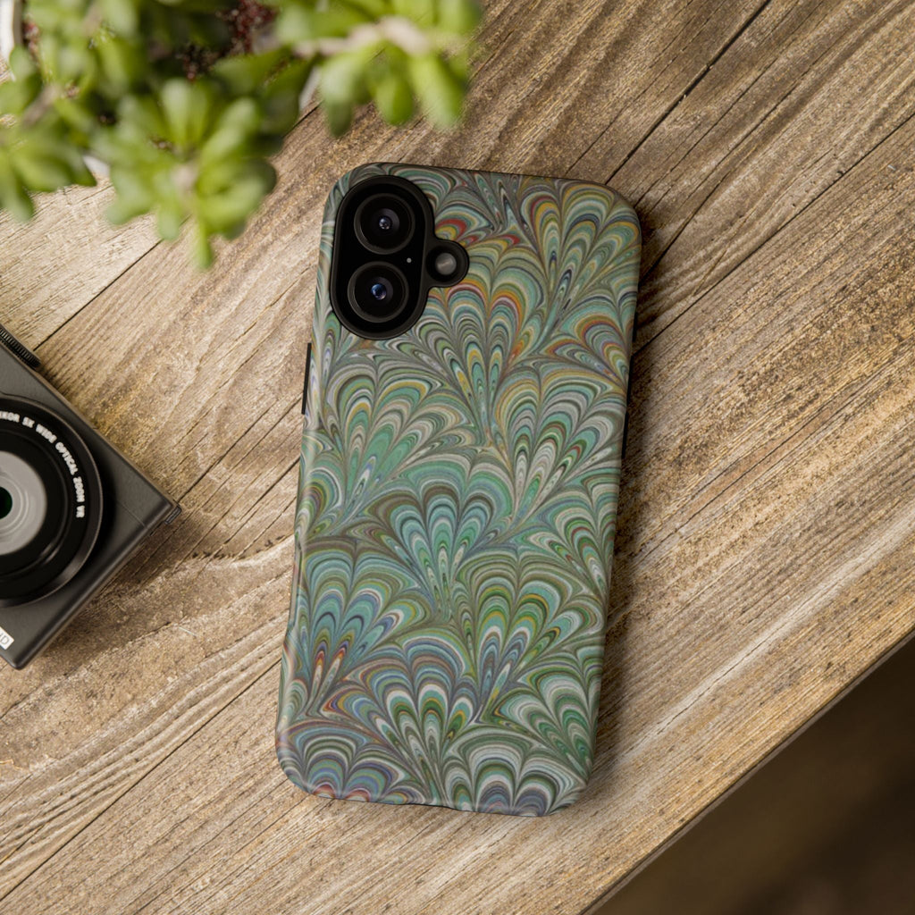 Green Peacock Marbled Phone Case — "Tough Cases" Ultra-Tough Protective Cover
