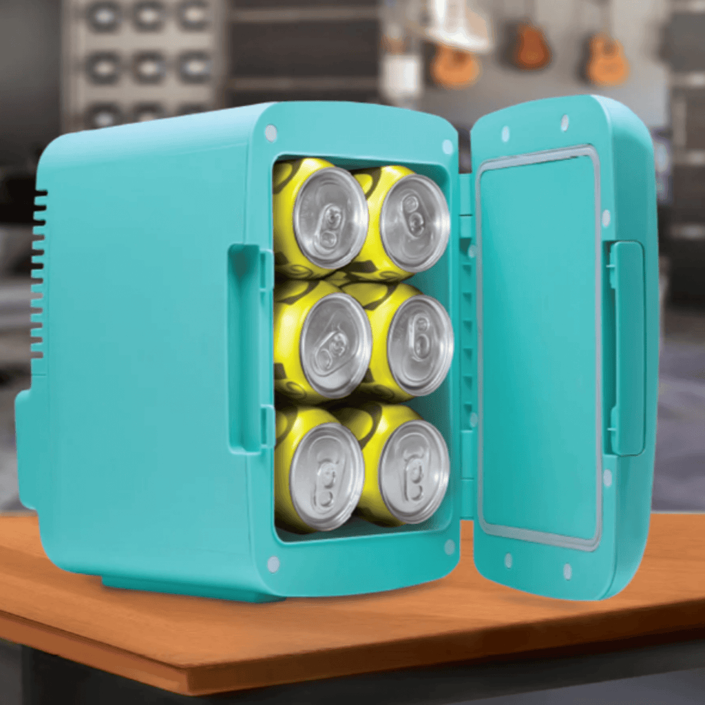 Emerson Portable Mini Fridge Cooler Quiet w Secure Latch and Holds up to 6 Cans