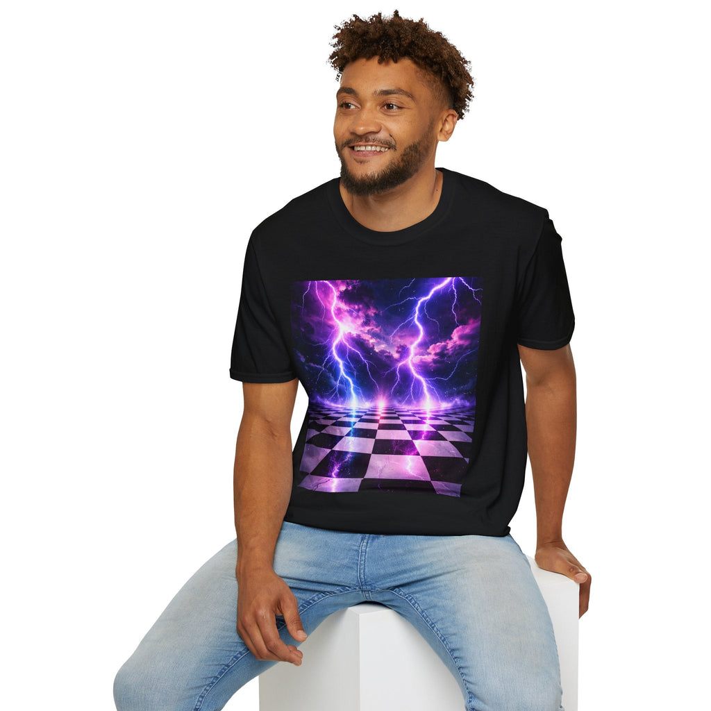 Neon Lightning Chessboard T-Shirt