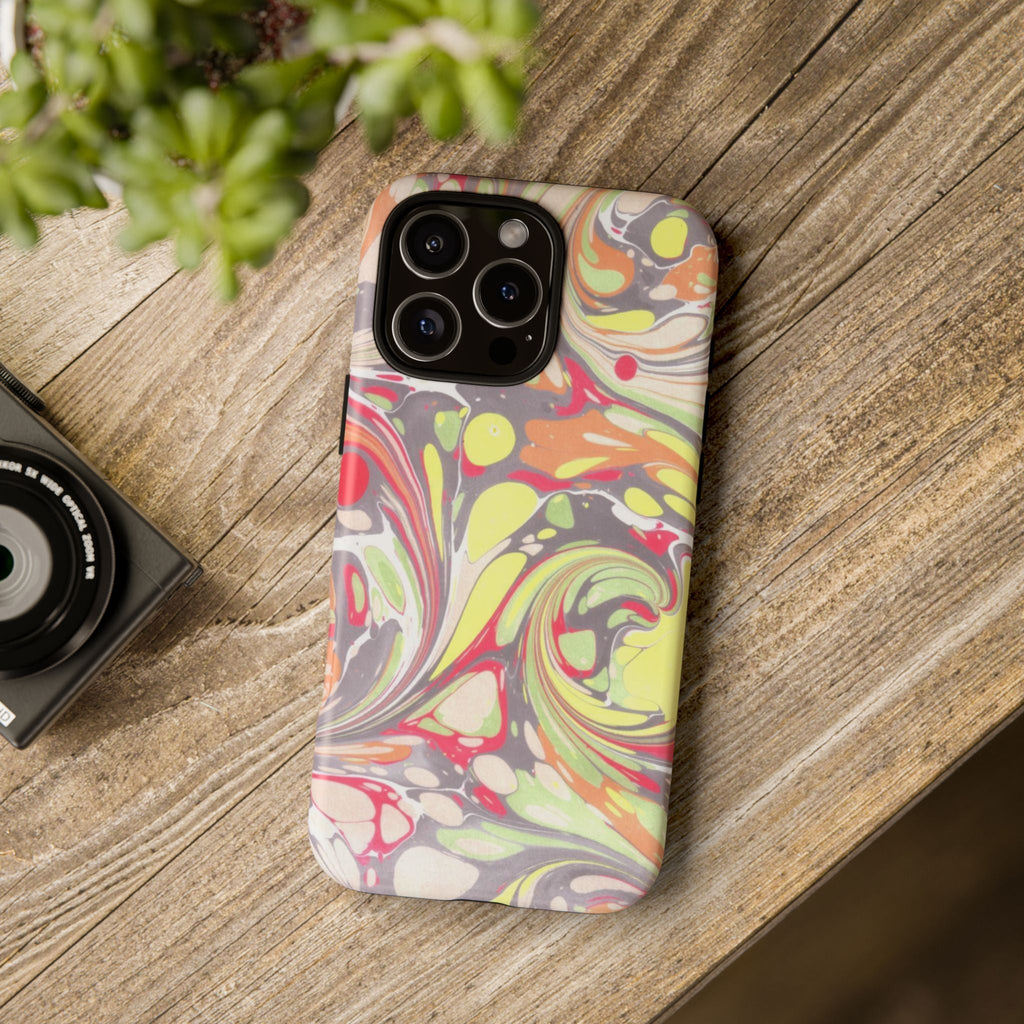 Yellow and Pink Swirl Marbled Italian Phone Case - Dual Layer - Matte or Glossy
