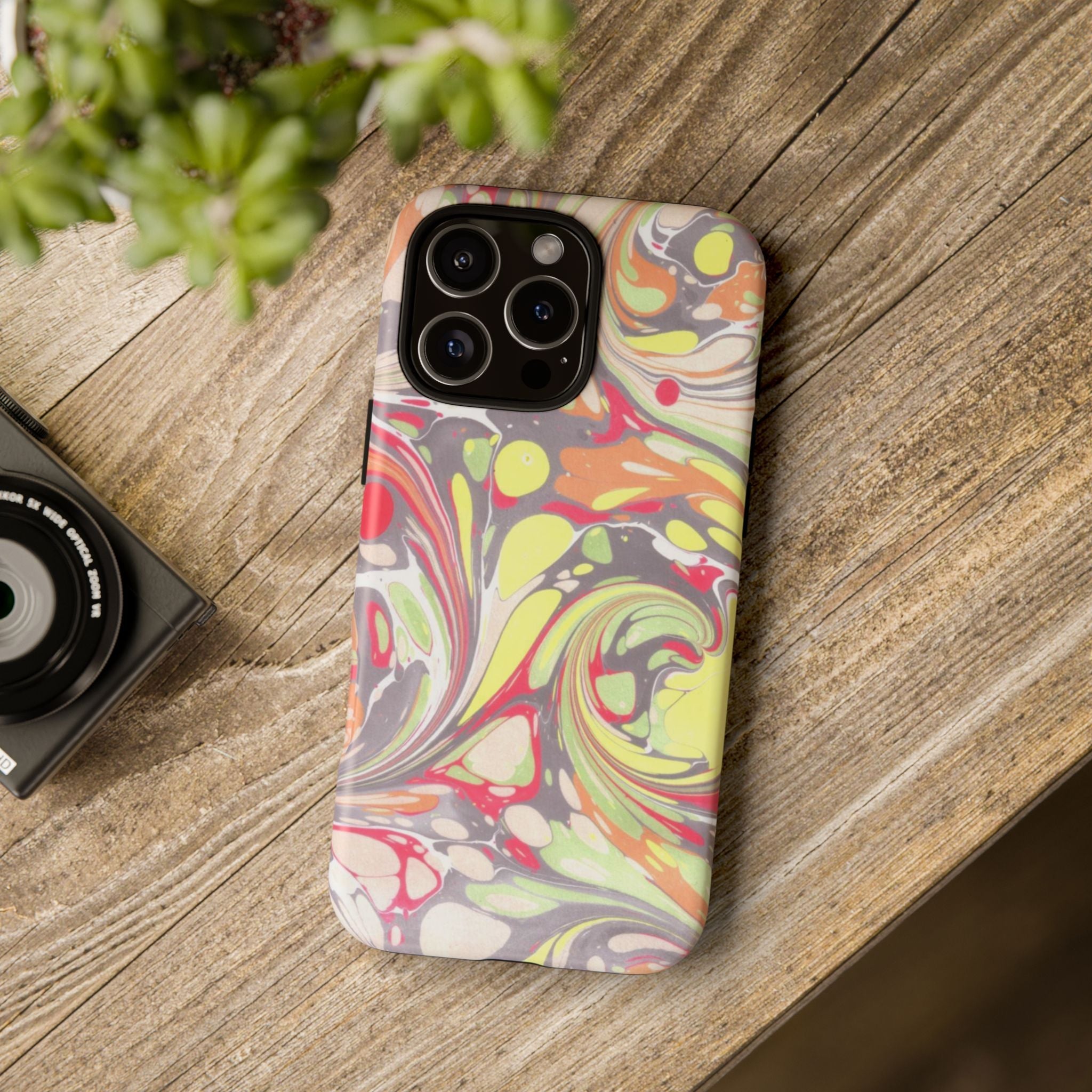 Yellow and Pink Swirl Marbled Italian Phone Case - Dual Layer - Matte or Glossy