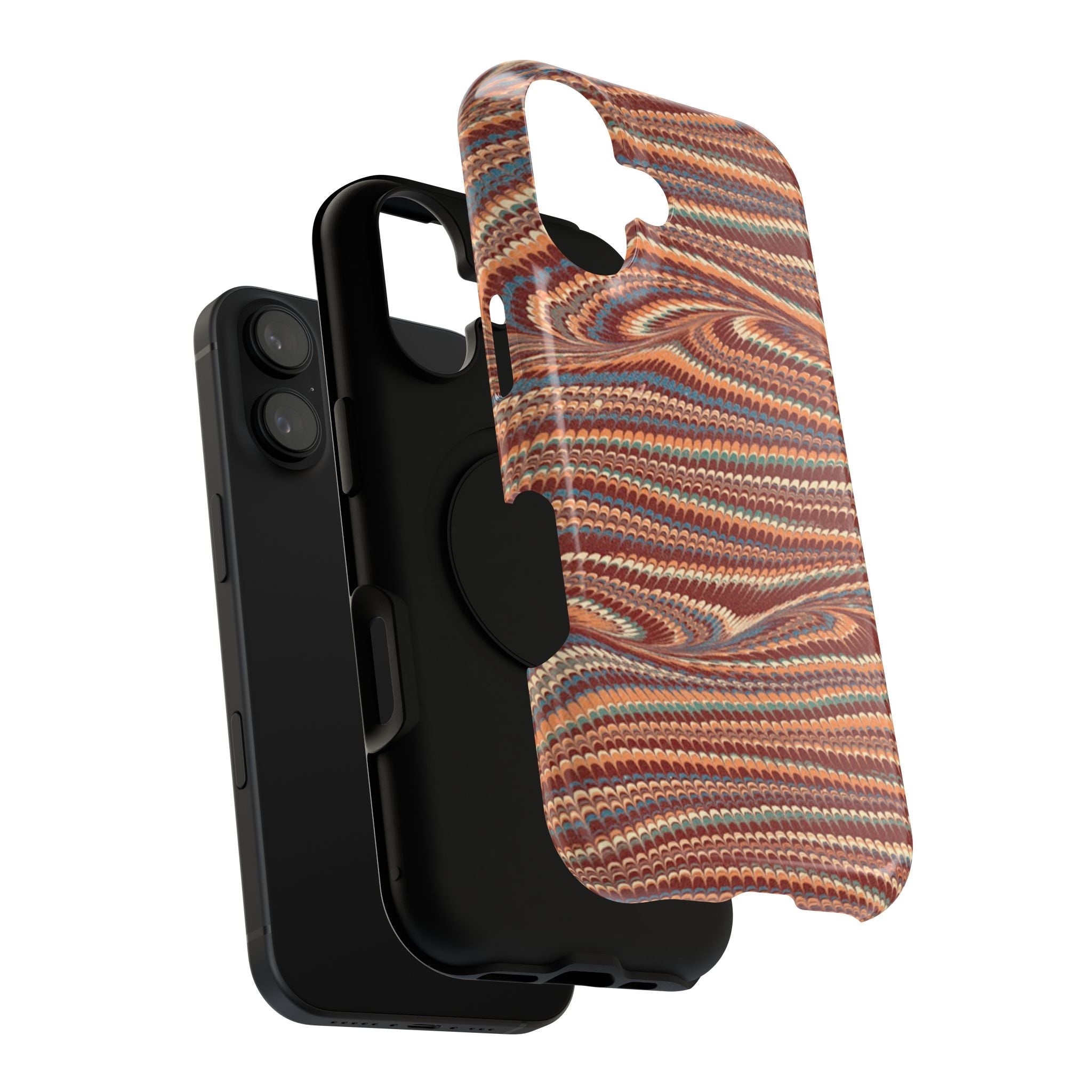 Neutrals Burgundy, Beige, Rust Hues Italian Vintage Marble Design Phone Case for Apple + Samsung