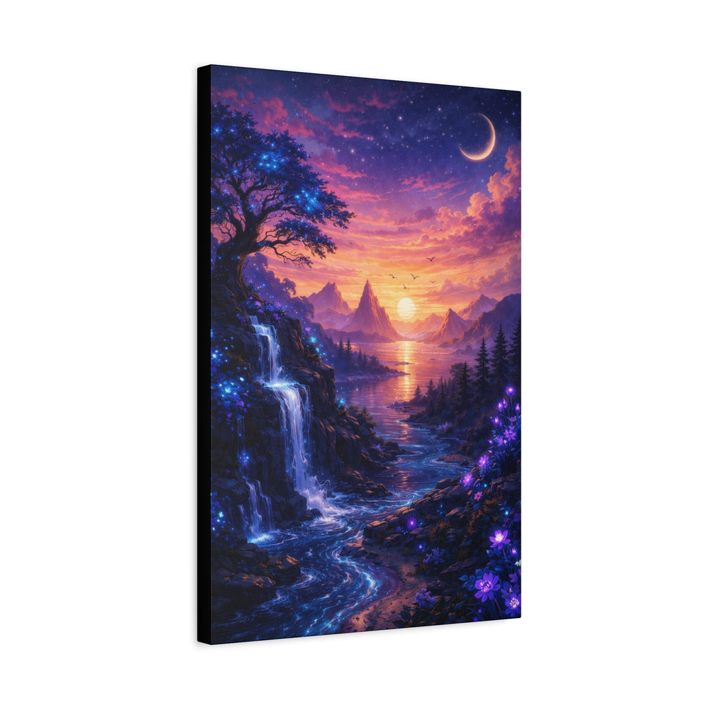 Sunset Fantasy Landscape Canvas Print — Stretched Matte Wall Art