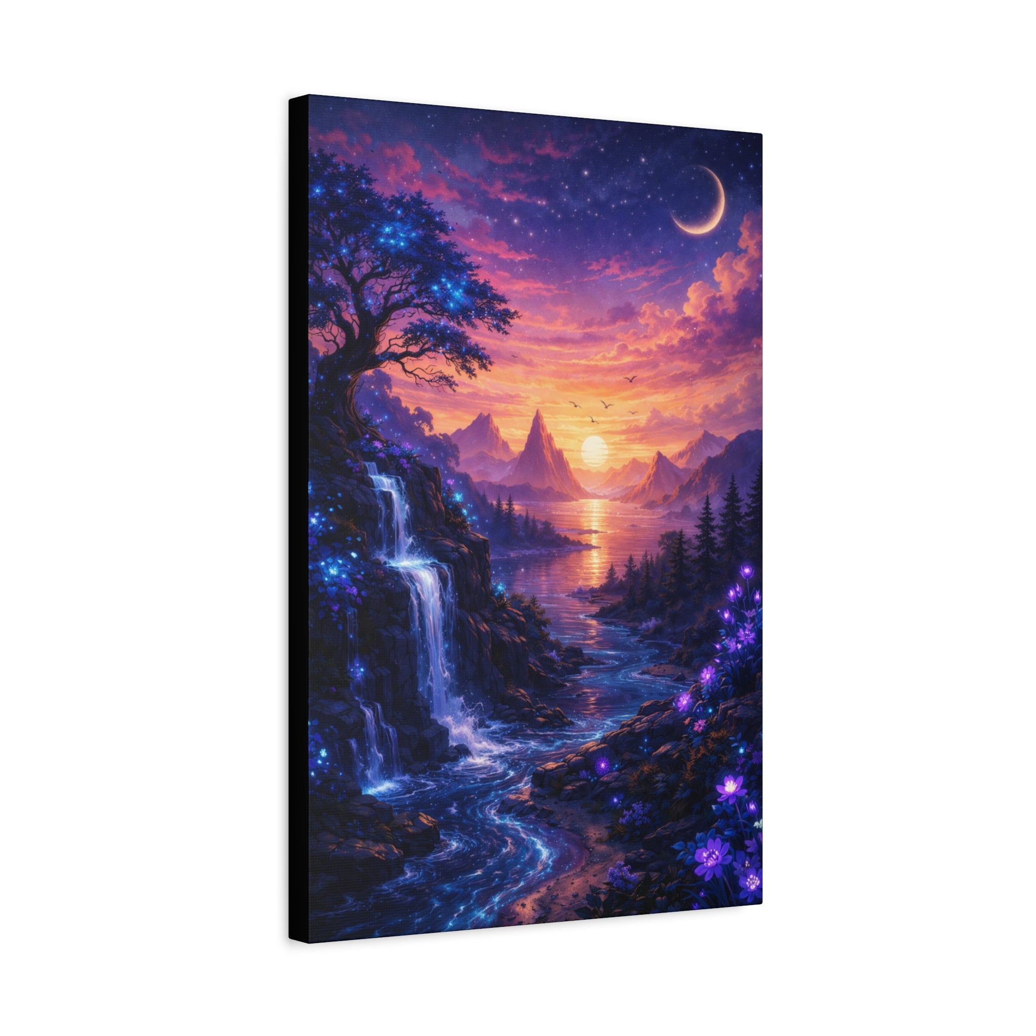 Sunset Fantasy Landscape Canvas Print — Stretched Matte Wall Art