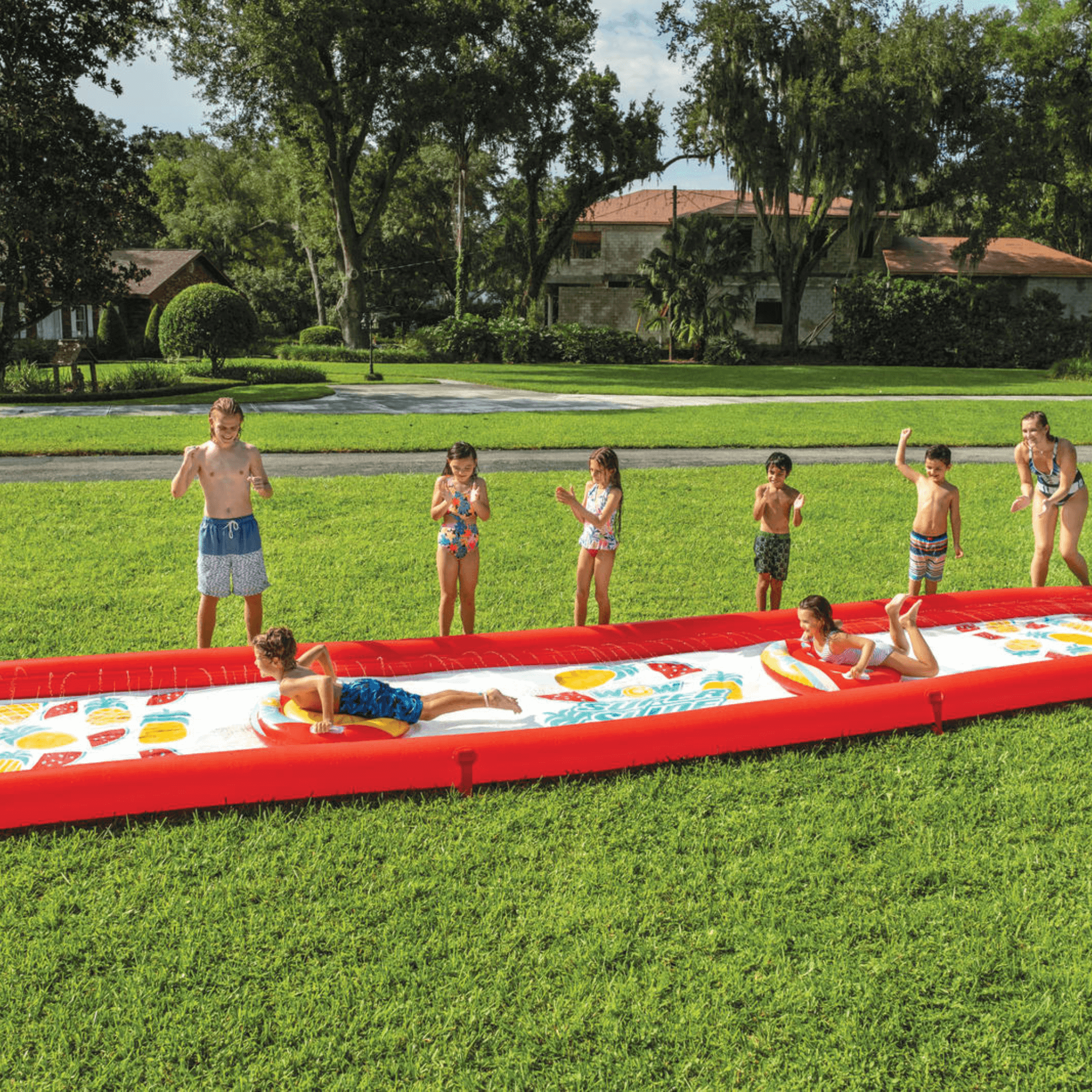 WOW Watersports Pineapple Super Backyard Lawn Slide with High Side Walls and Sprayers