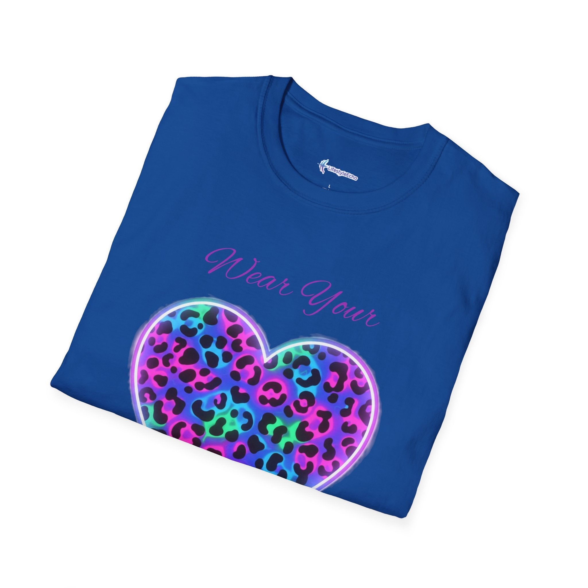 Heart Leopard Print T-Shirt - Wear Your Imagination - Colorful Animal Print Tee