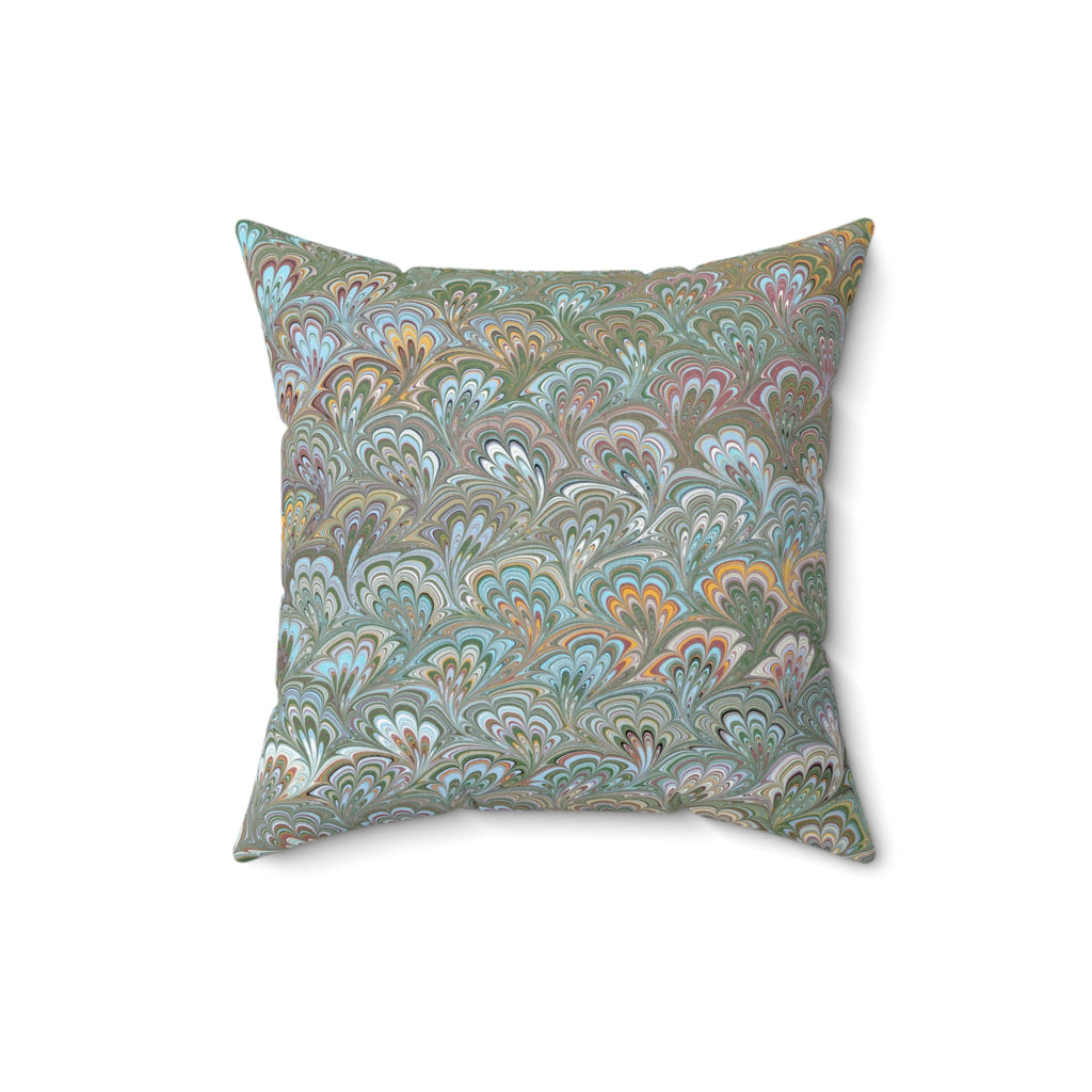 ITALIAN MARBLE Green and Blue Square Pillow includes Pillow, Hidden Zipper