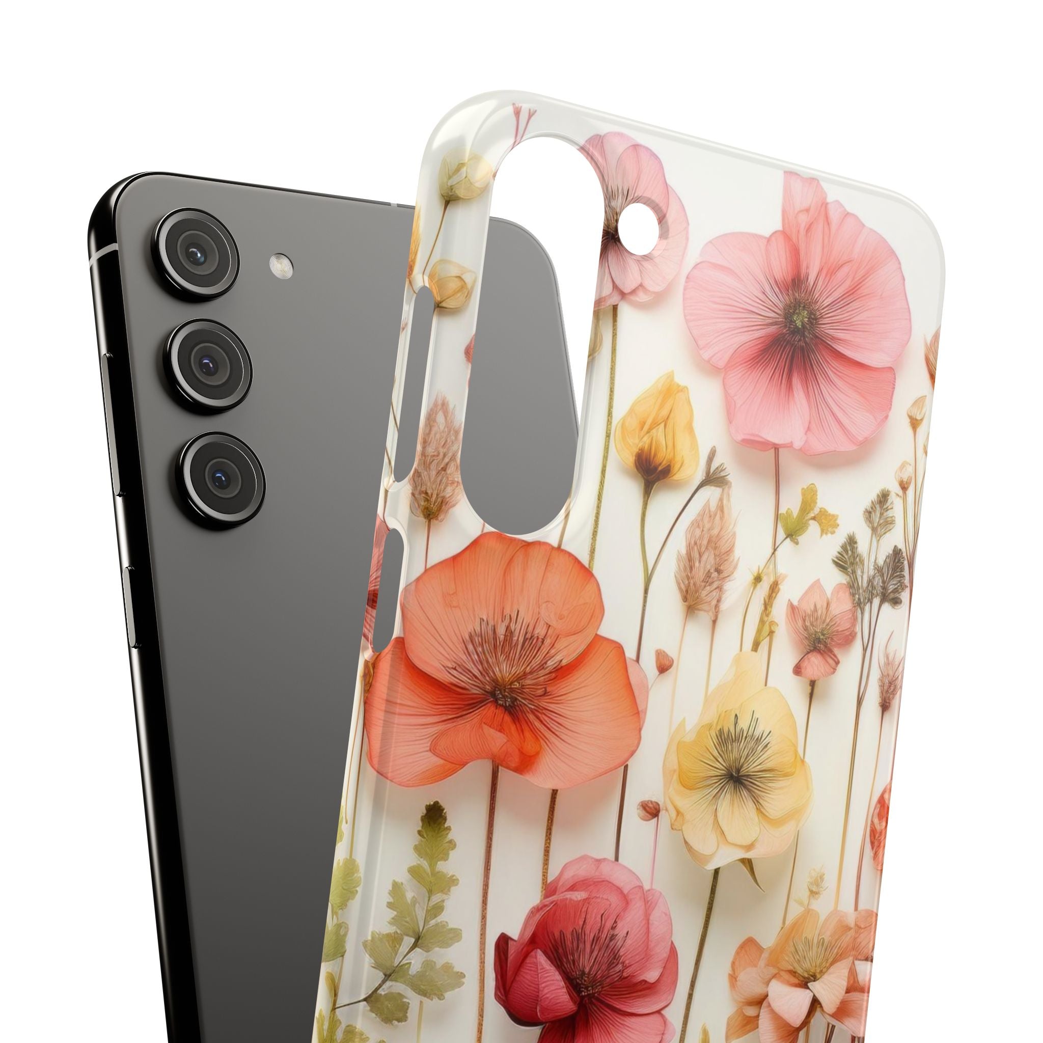 Pink Floral Pressed Flowers - Slim Case