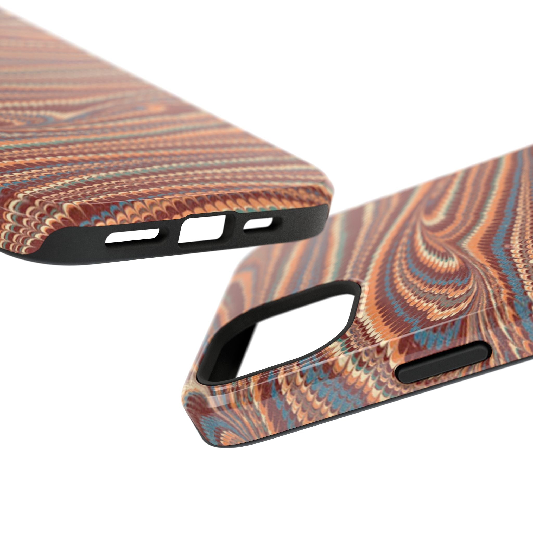 Neutrals Burgundy, Beige, Rust Hues Italian Vintage Marble Design Phone Case for Apple + Samsung