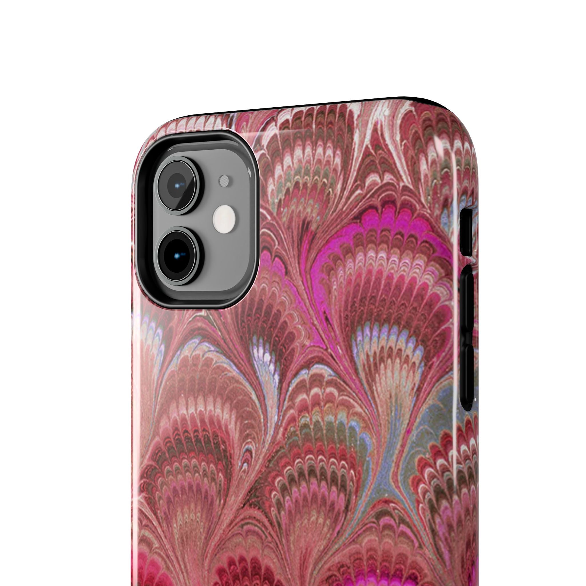 Pink Peacock Marble Italian Tough Phone Case — Durable Marbled Phone Case