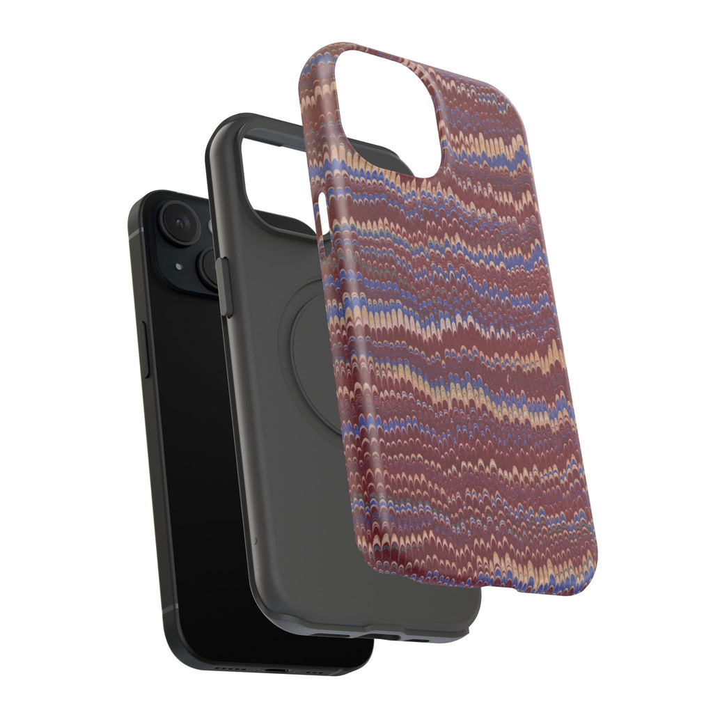 Burgundy and Blue Hues Italian Vintage Marble Design Phone Case for Apple + Samsung