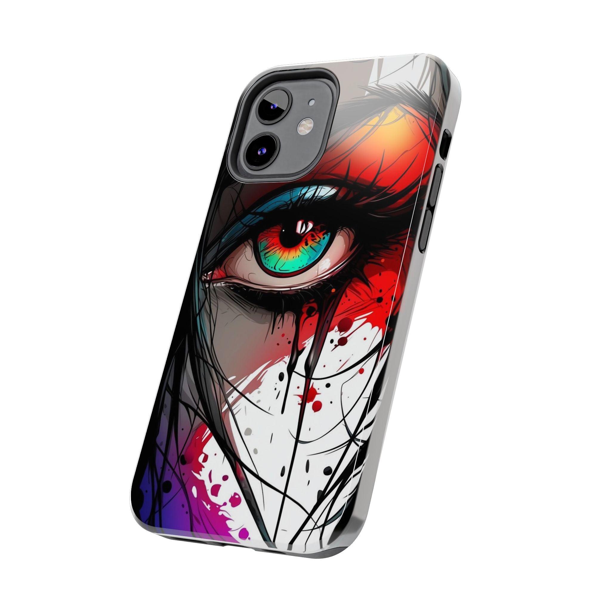 Girl Colorful Eye Painted Printed Tough Phone Case for iPhone & Samsung Galaxy - Artistic & Vibrant Design