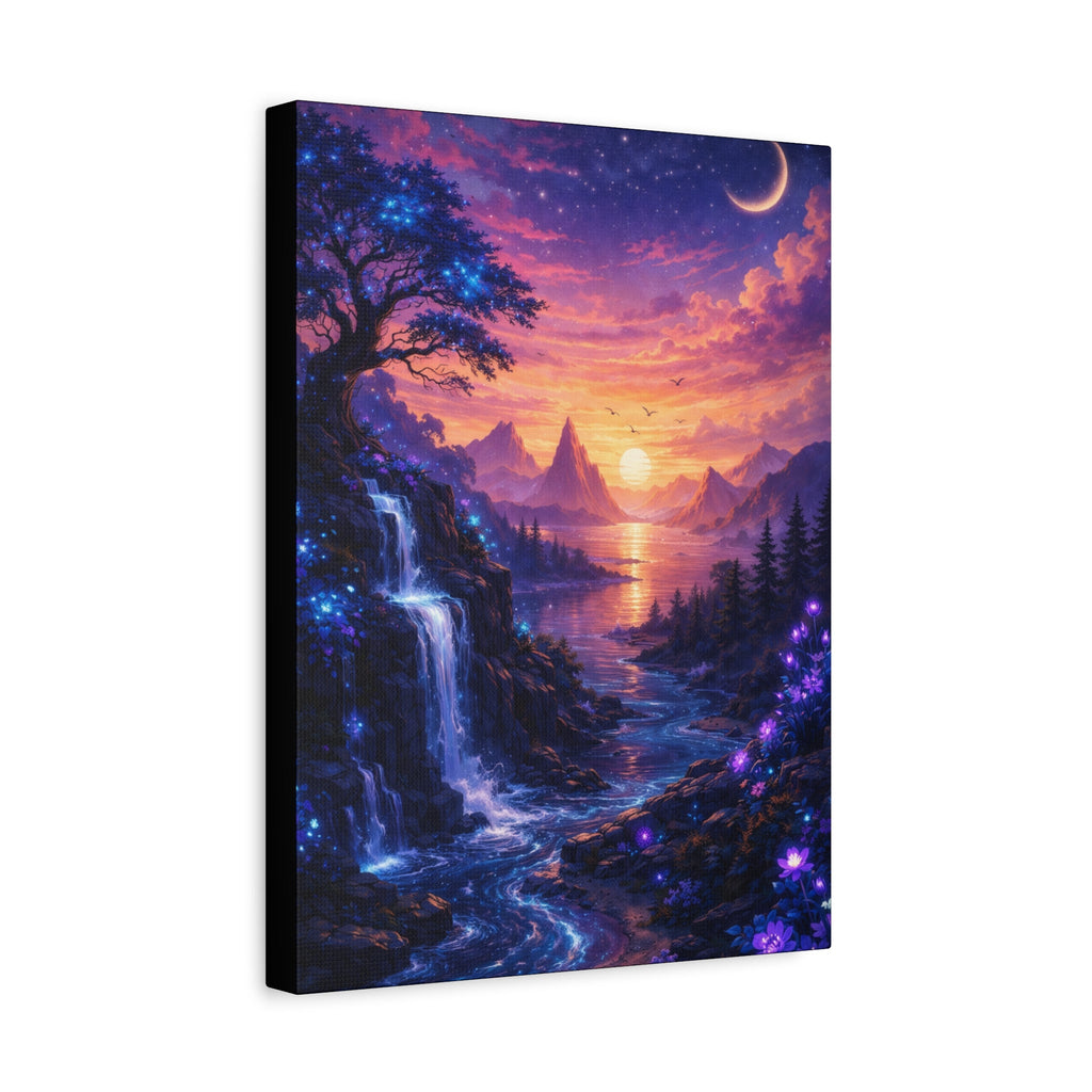 Sunset Fantasy Landscape Canvas Print — Stretched Matte Wall Art