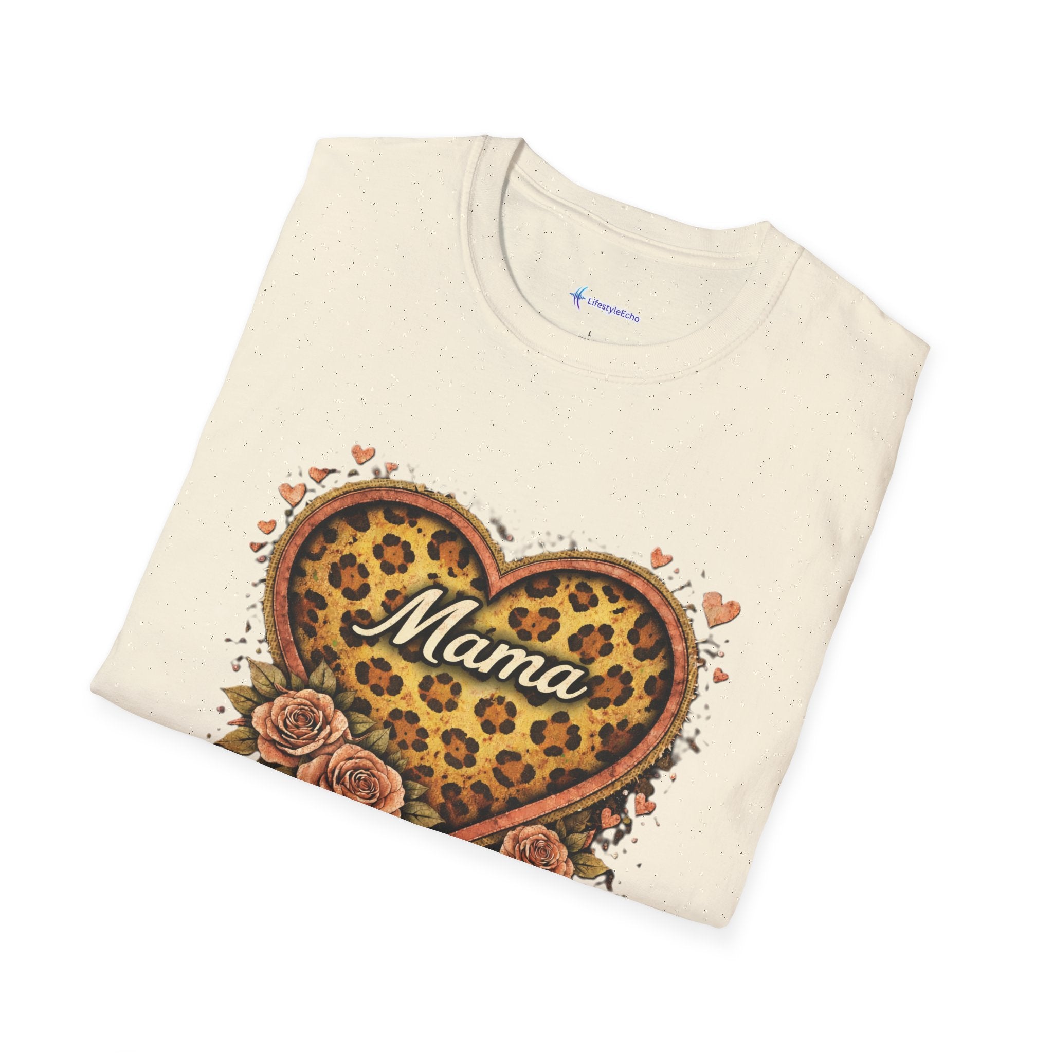 Mama Leopard Heart T-Shirt — Floral Vintage Mom Tee for Mother's Day