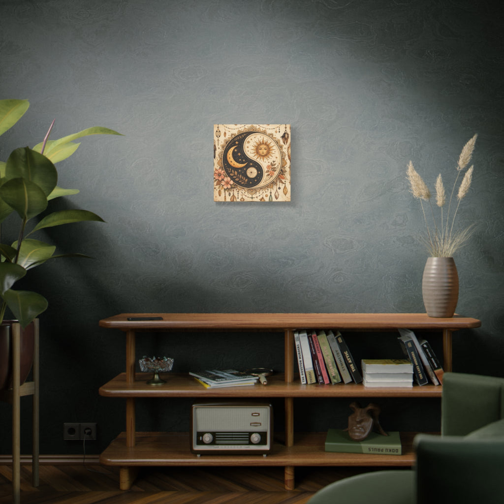 Sun & Moon Yin Yang Canvas Art — Boho Celestial Wall Decor, Matte Stretched 1.25"