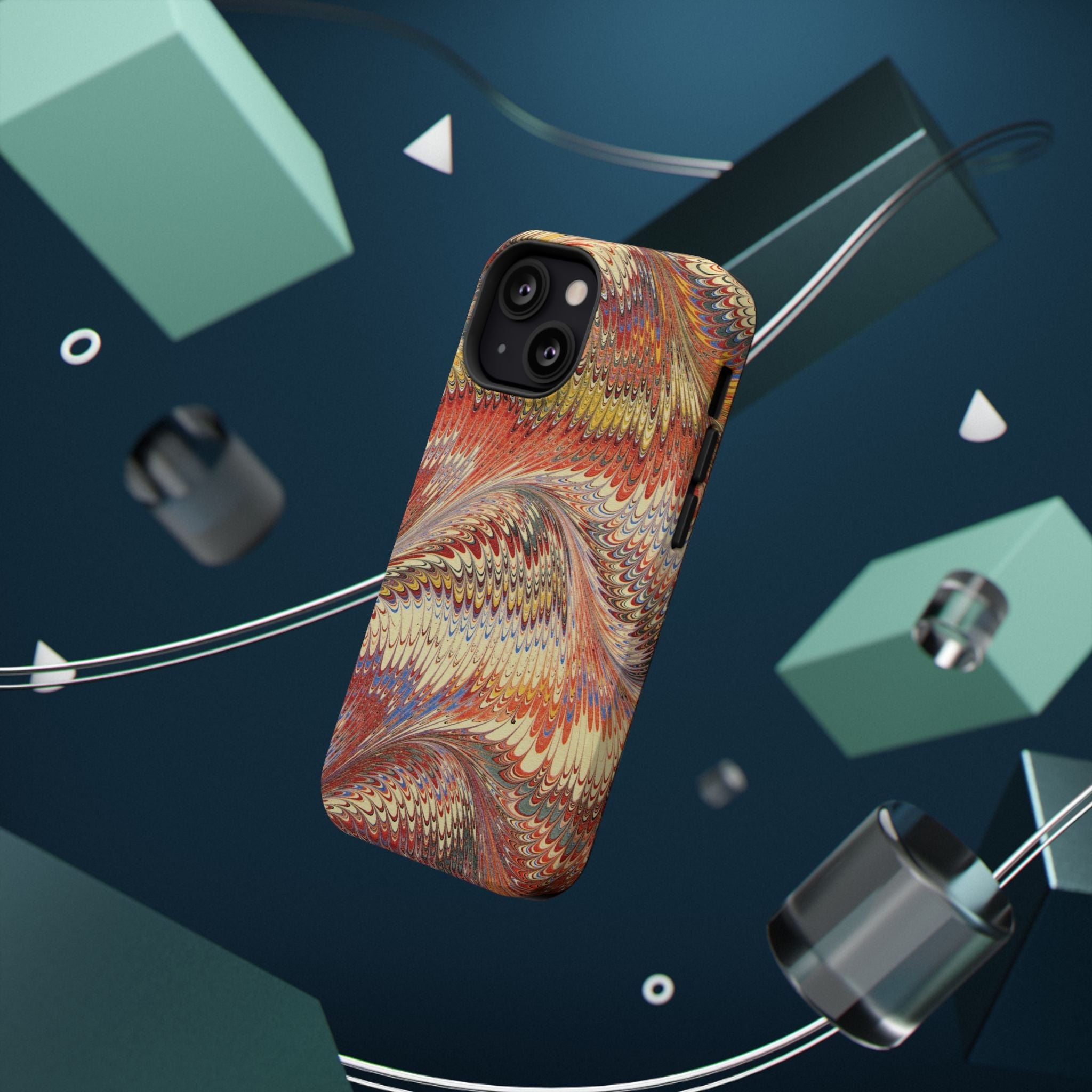Rust and Gold Italian Vintage Marble Design Durable Phone Case for Apple + Samsung