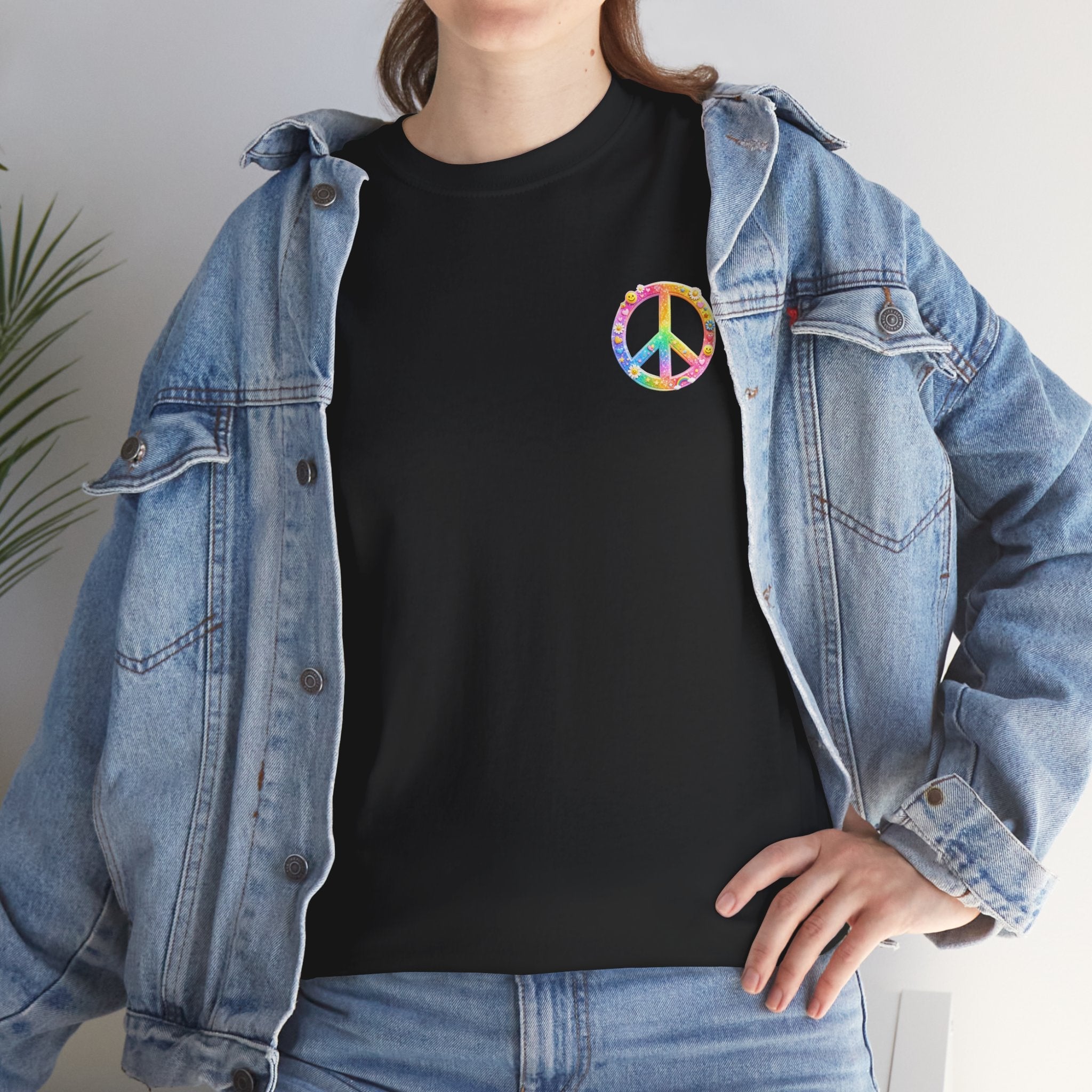 Peace Sign T-Shirt — Rainbow Smiley Hippie Tee