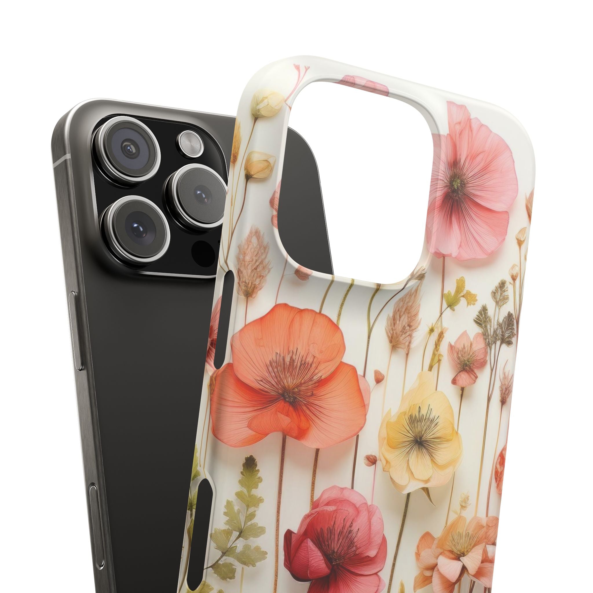 Pink Floral Pressed Flowers - Slim Case
