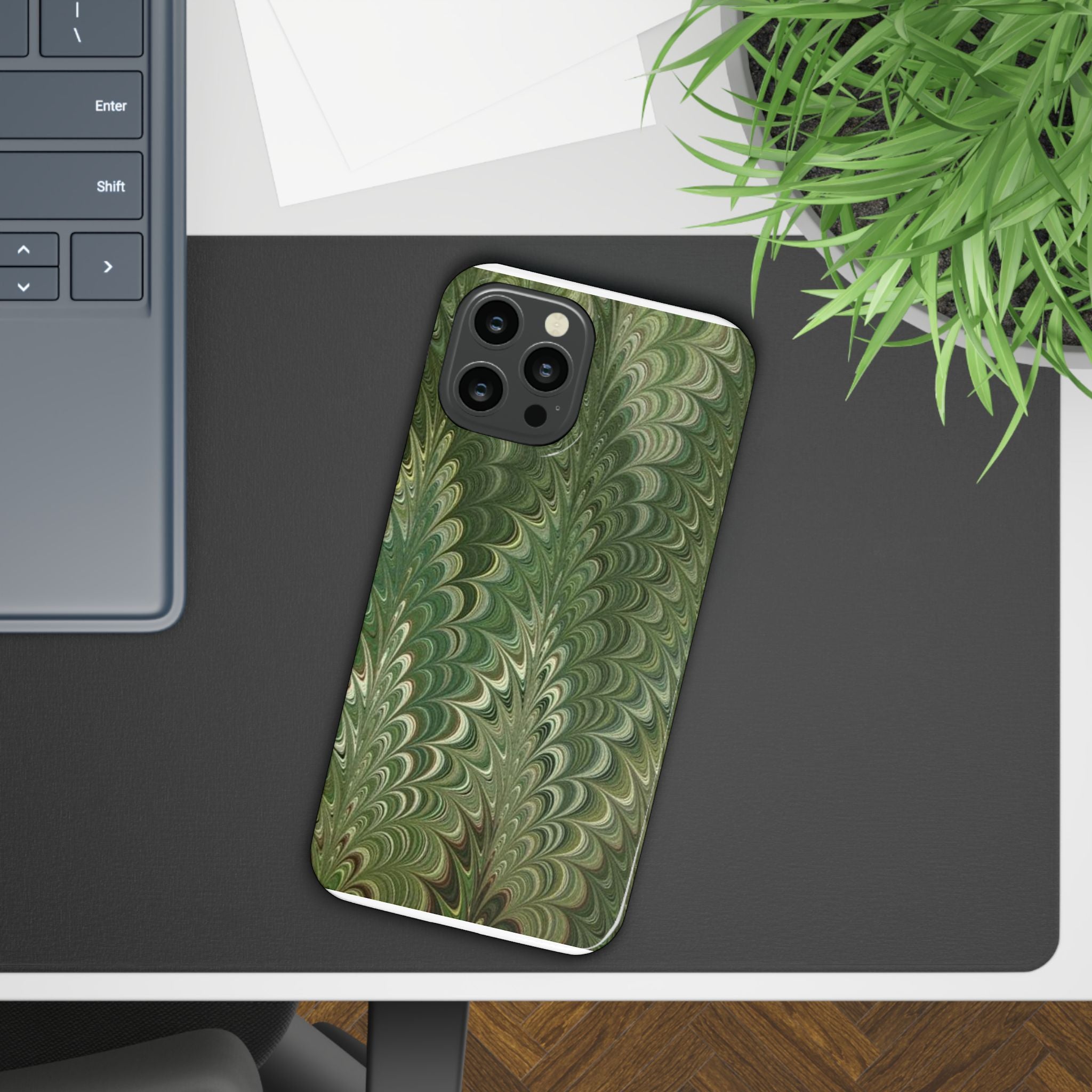 Green Marbled Phone Case