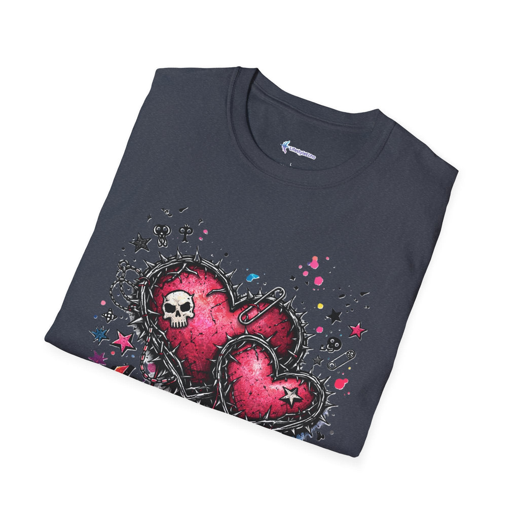 Punk Rock Valentines T-Shirt - Hearts & Skulls Graphic