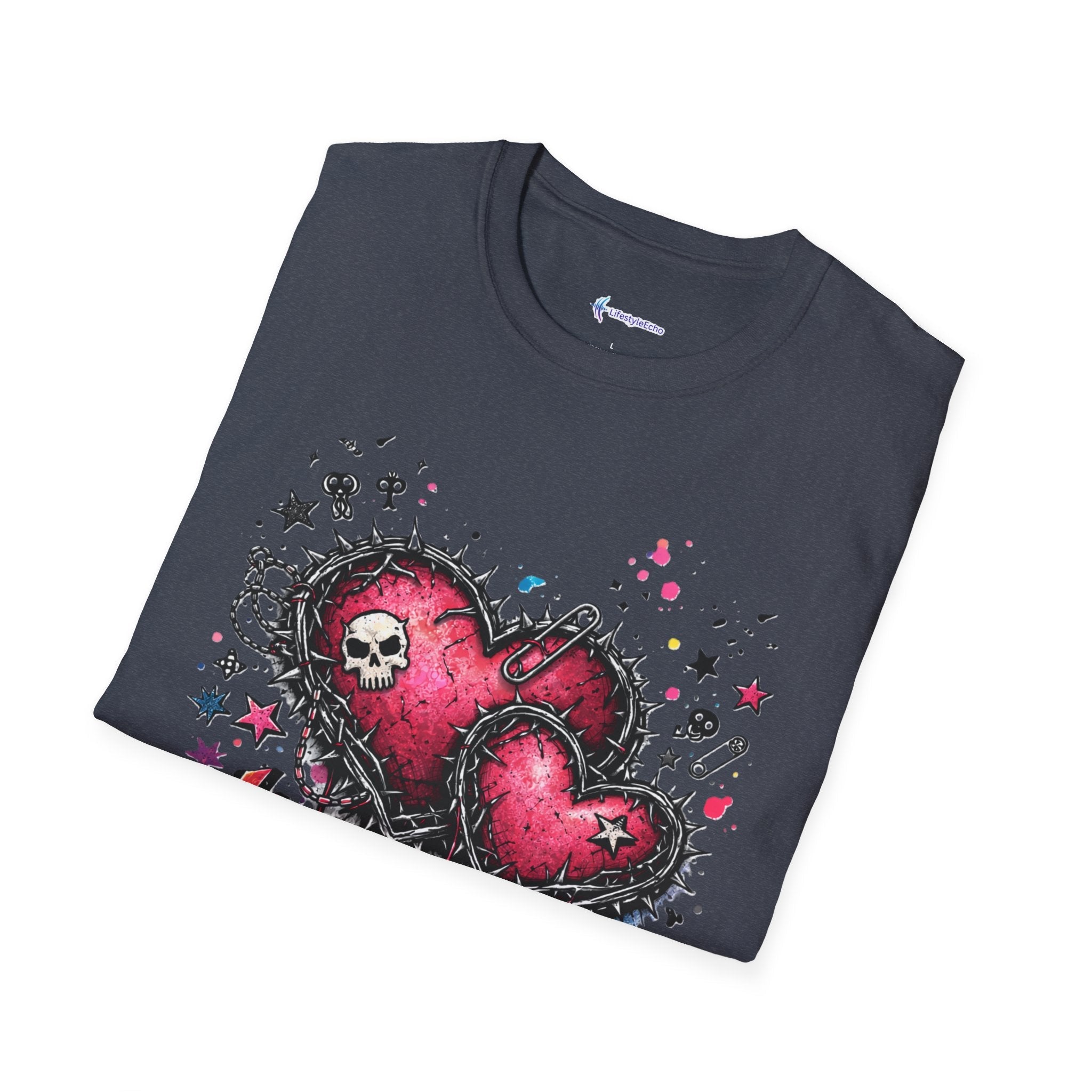 Punk Rock Valentines T-Shirt - Hearts & Skulls Graphic