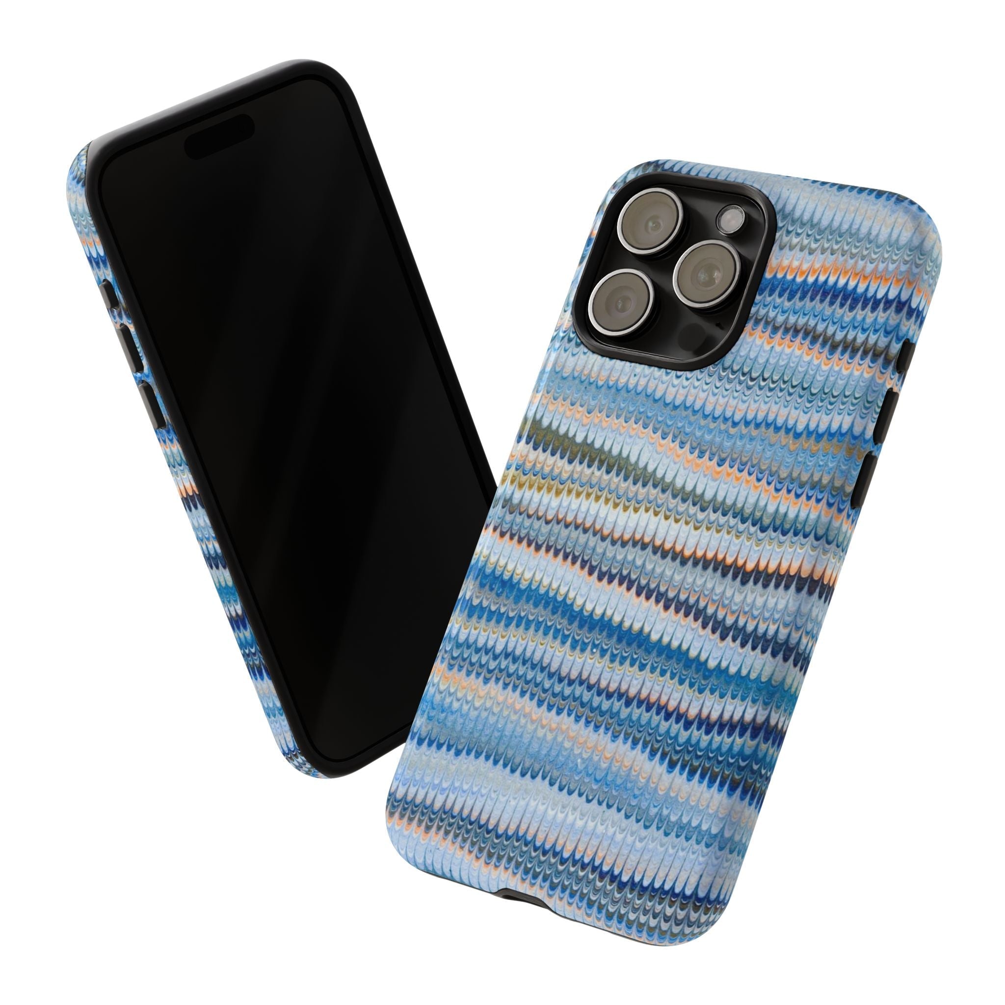 Blue Marbled Phone Cases iPhone + Samsung - all models, Vintage Marbled Design - Tough Cases