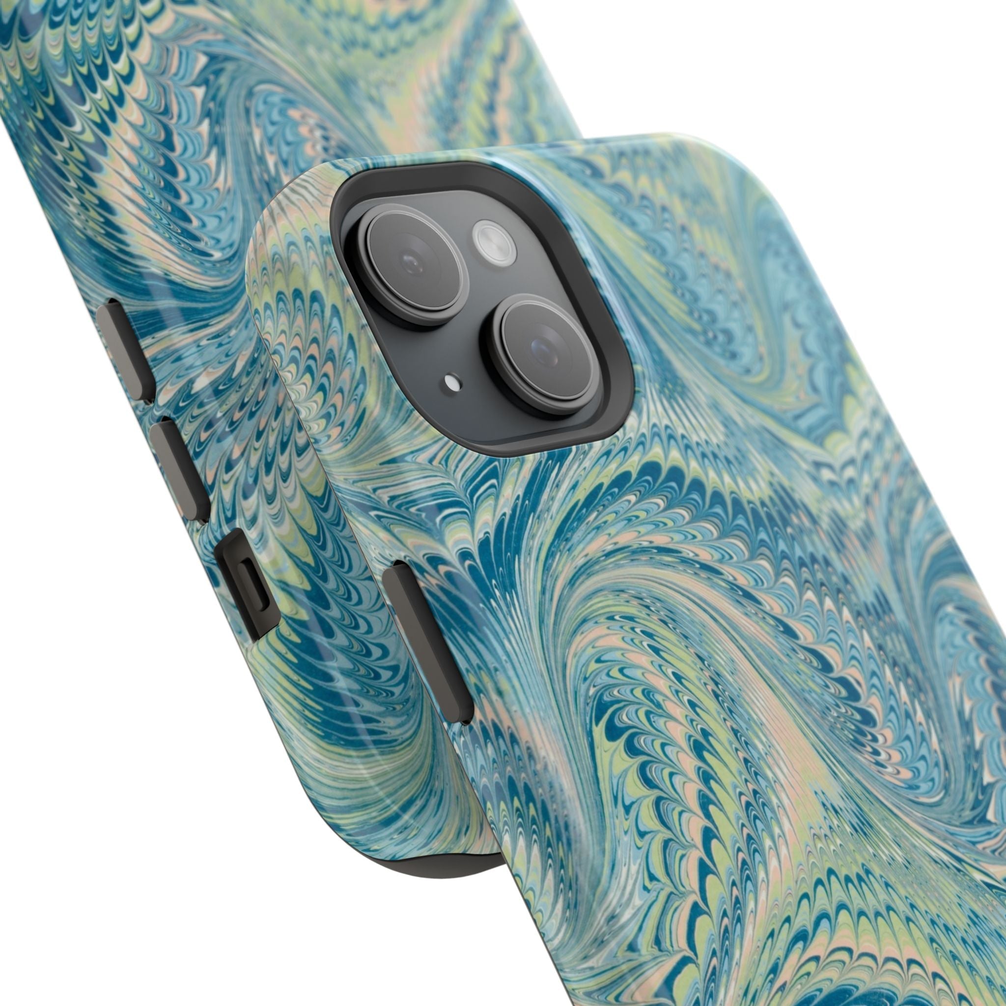 Aqua + Green Marble Phone Case - Impact-Resistant MAG SAFE - Dual Cover Design