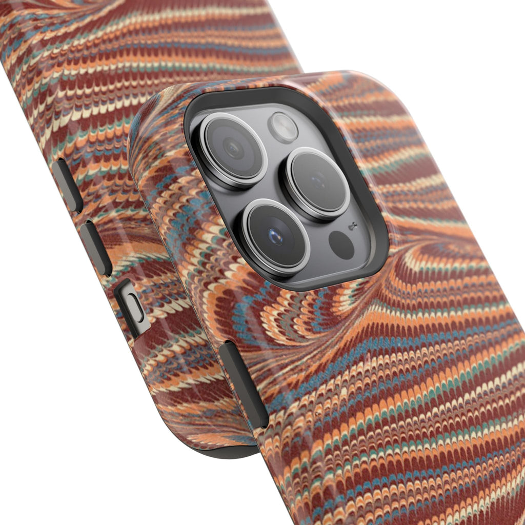 Neutrals Burgundy, Beige, Rust Hues Italian Vintage Marble Design Phone Case for Apple + Samsung