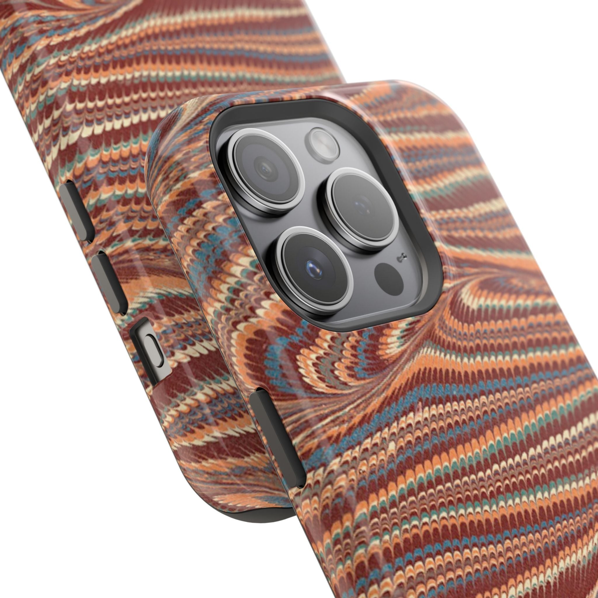 Neutrals Burgundy, Beige, Rust Hues Italian Vintage Marble Design Phone Case for Apple + Samsung