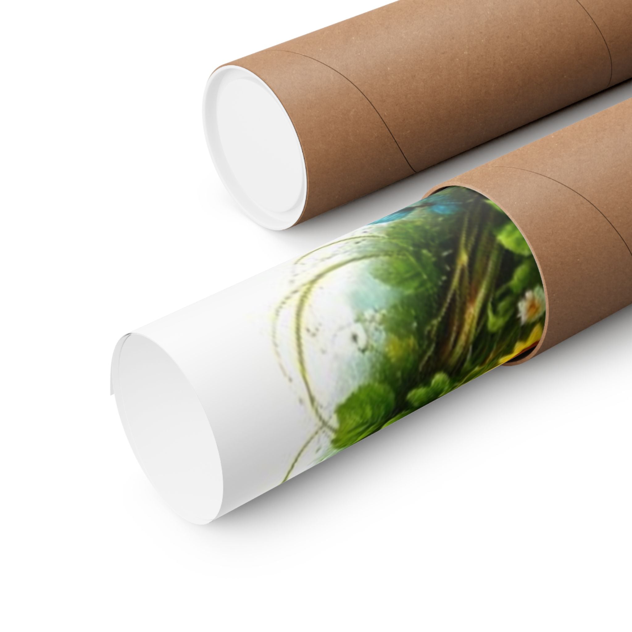 Yin Yang Nature Poster — Scenic Waterfall & Meadow Matte Vertical Print