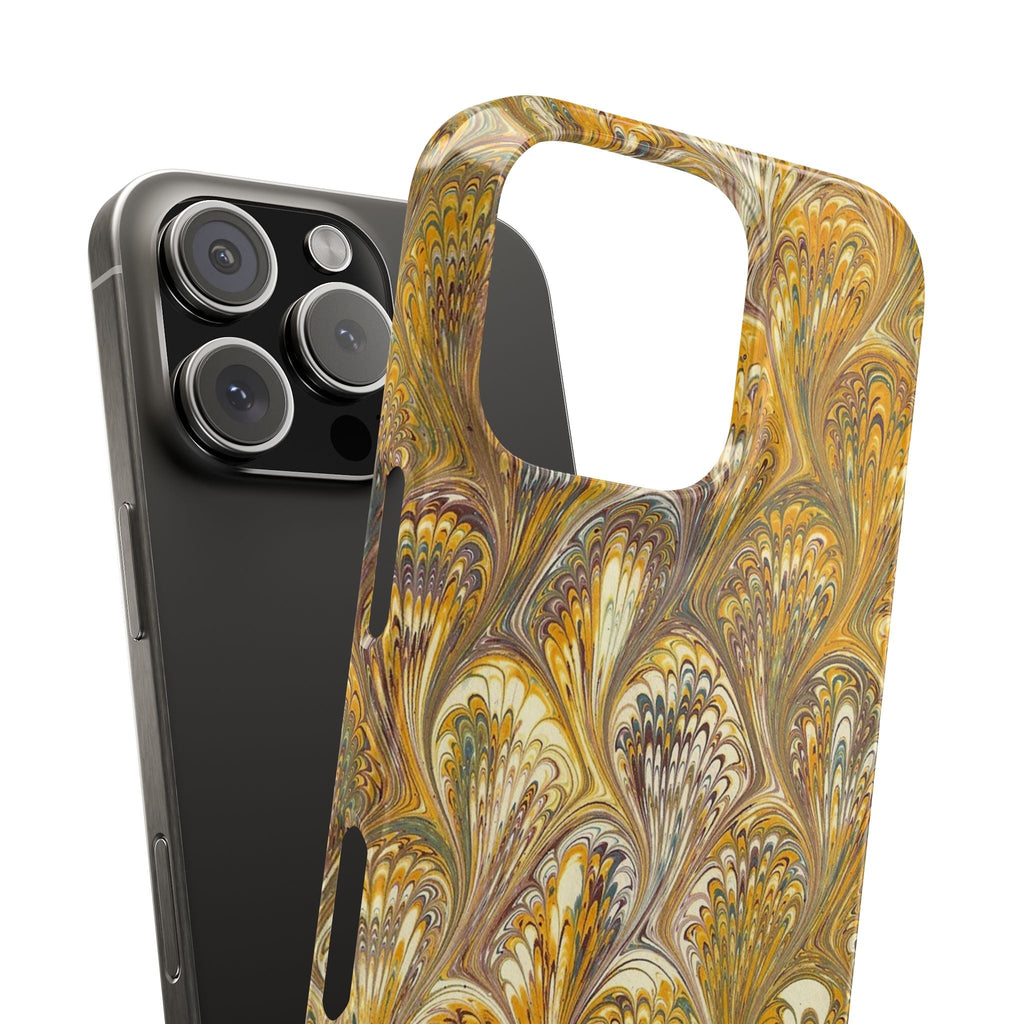 Golden Yelllow Hand-Marbled Florentine Italian Phone Case for iPhone 17 and all sizes