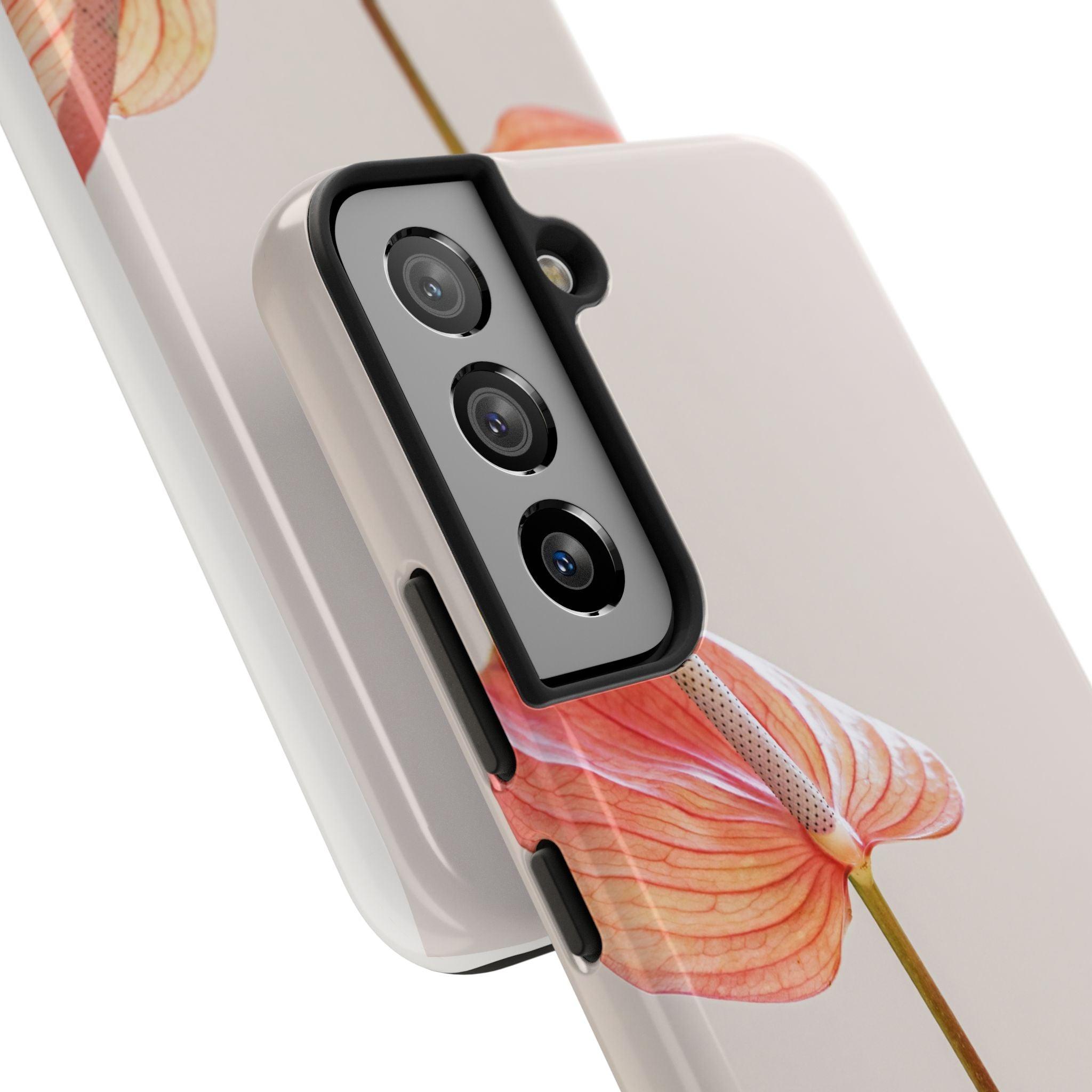 Orange Flower with Leaves Tough Phone Cases