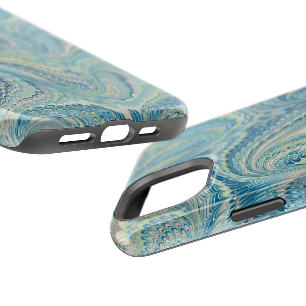 Aqua + Green Marble Phone Case - Impact-Resistant MAG SAFE - Dual Cover Design