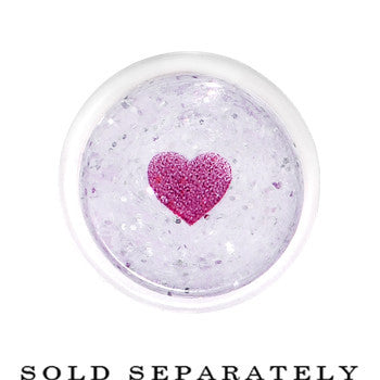 0G Clear Acrylic Glitter Purple Heart Confetti Taper