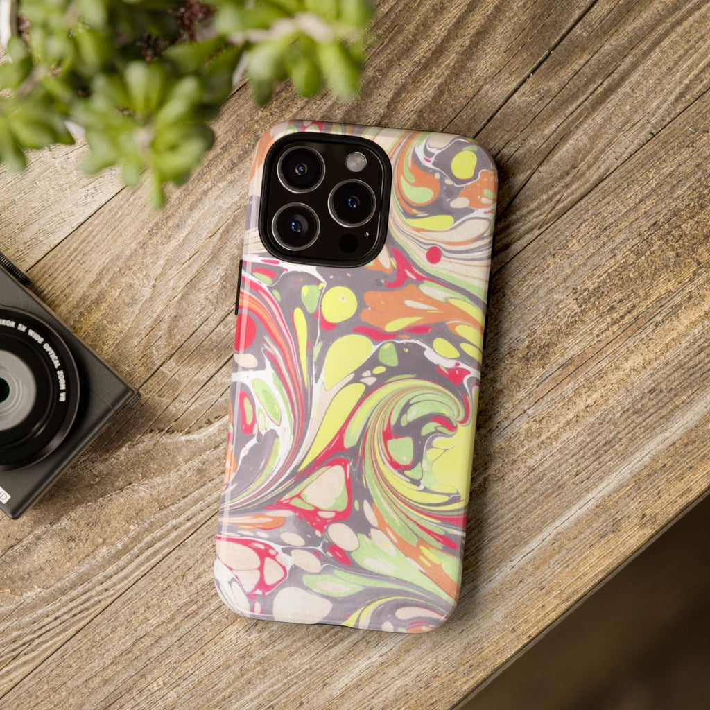 Yellow and Pink Swirl Marbled Italian Phone Case - Dual Layer - Matte or Glossy