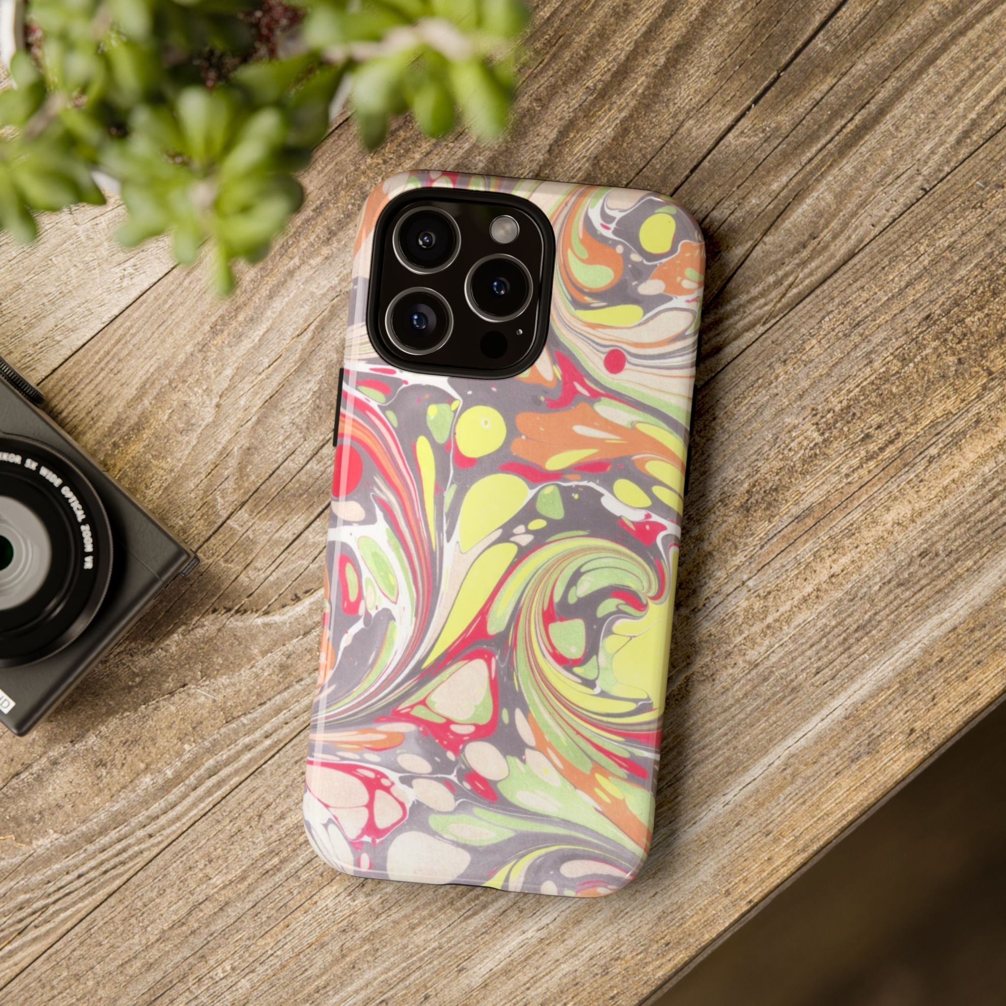 Yellow and Pink Swirl Marbled Italian Phone Case - Dual Layer - Matte or Glossy