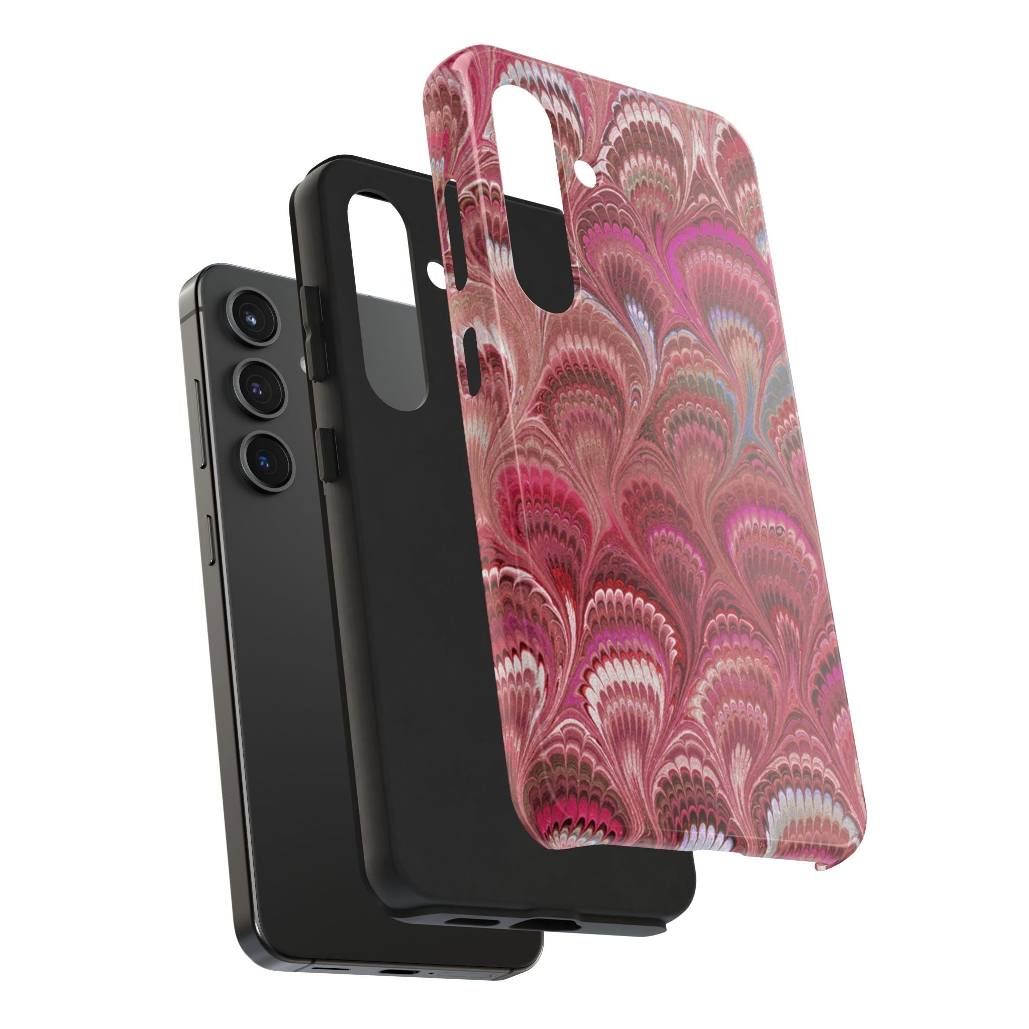 Pink Peacock Marble Italian Tough Phone Case — Durable Marbled Phone Case