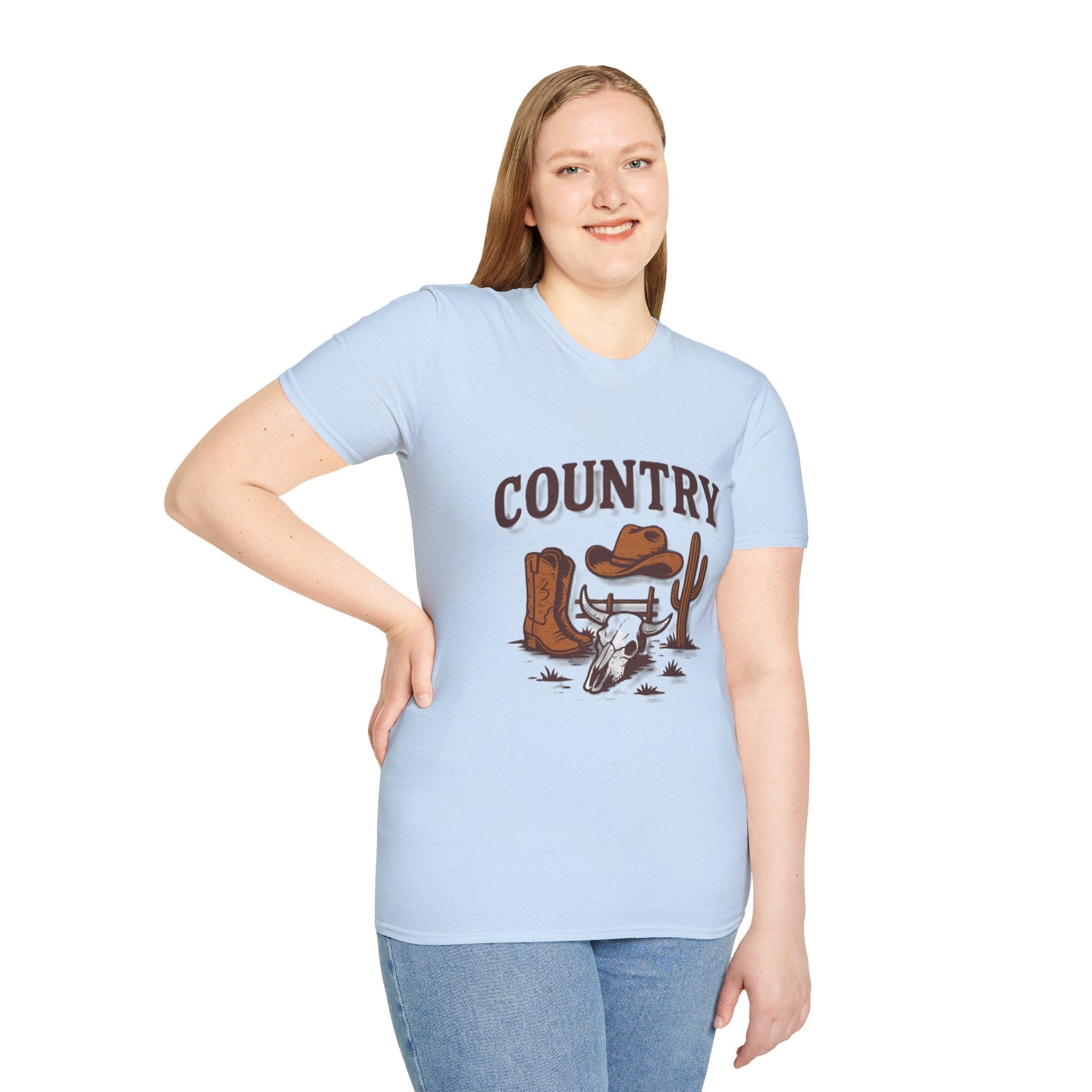 Country Western Skull Cowboy Boots T-Shirt | Cactus Ranch Rodeo