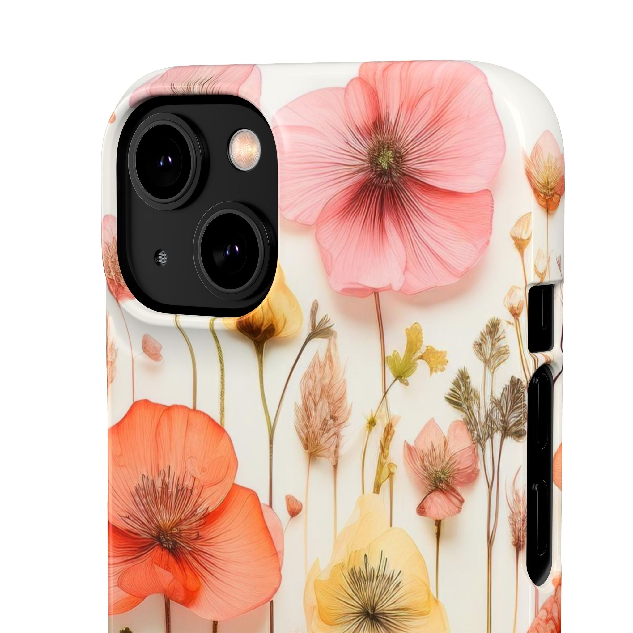 Pink Floral Pressed Flowers - Slim Case