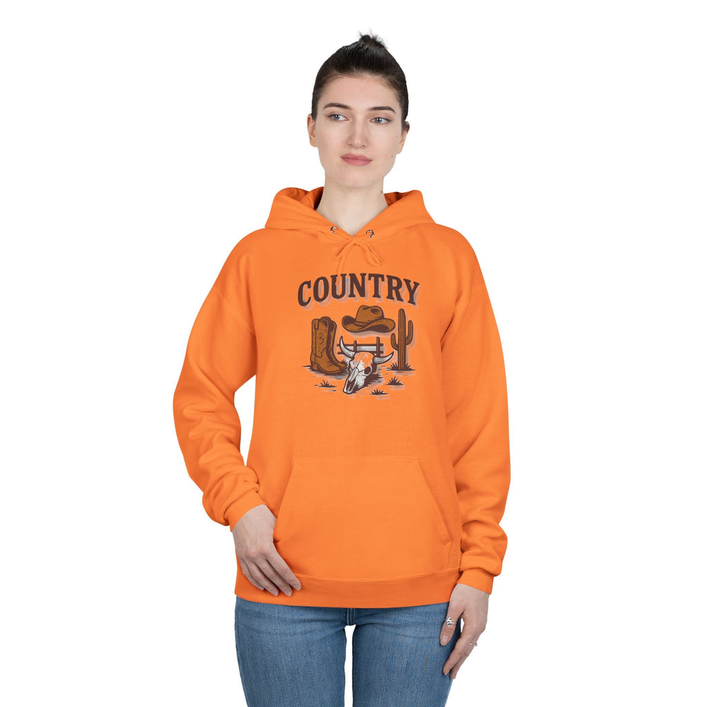 Country Western Hoodie — Cowboy Boots, Hat & Cactus Pullover
