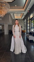 Aleena Bridal Embellished Pearl Crystal Beaded Gown With Detachable Overskirt