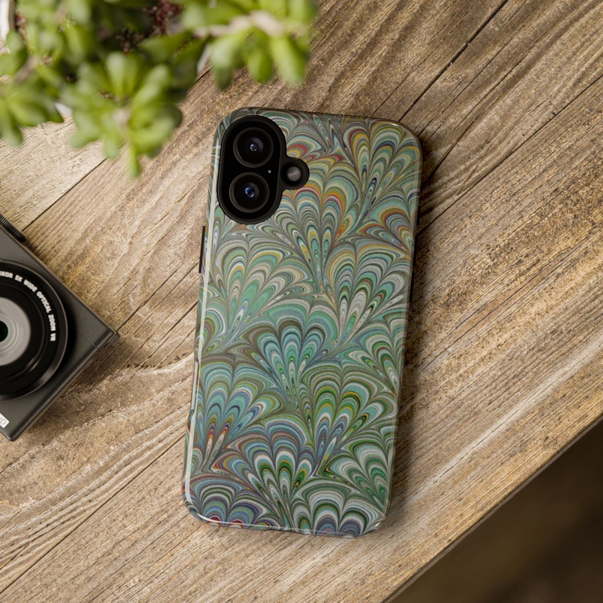 Green Peacock Marbled Phone Case — "Tough Cases" Ultra-Tough Protective Cover